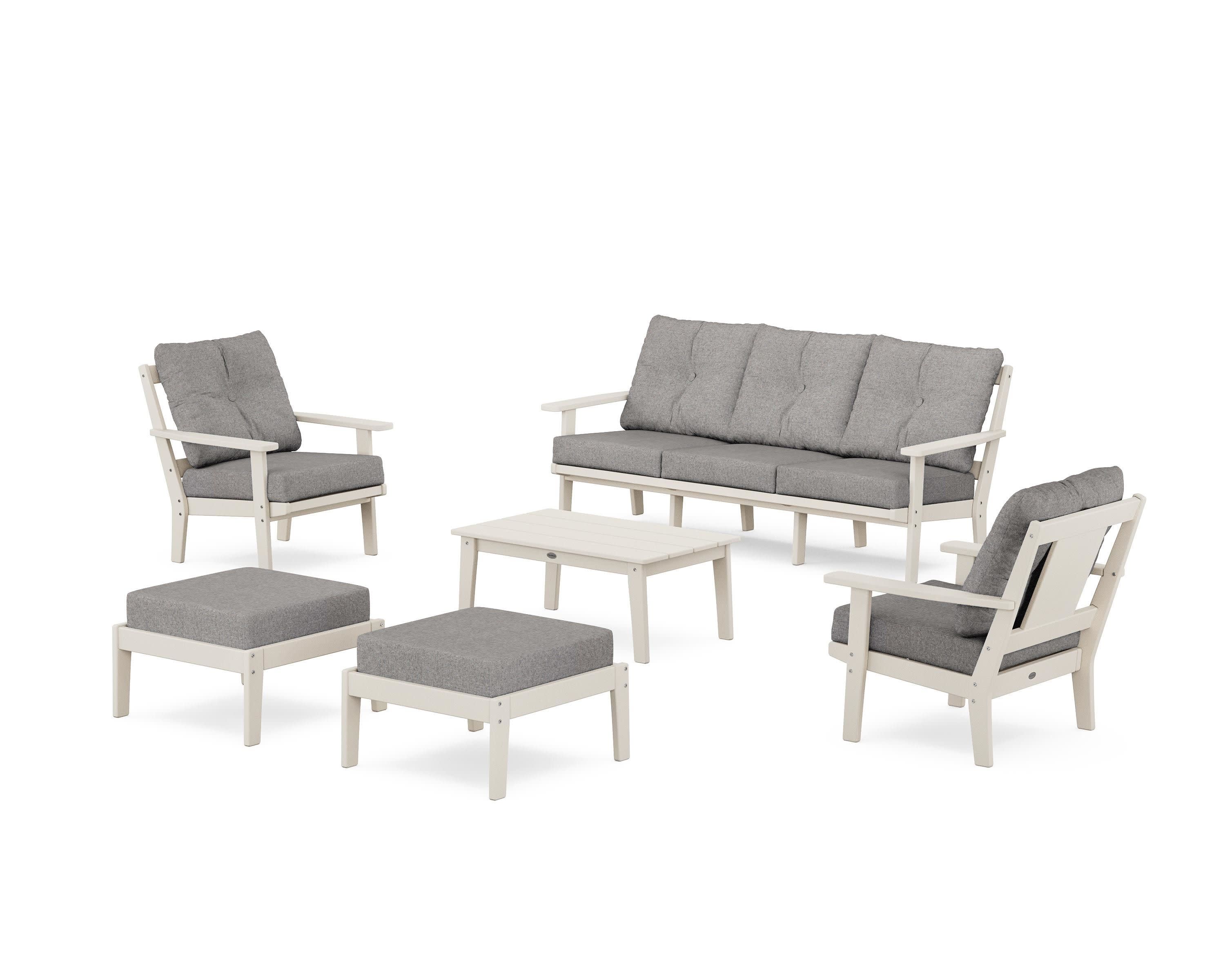 Prairie 6-Piece Lounge Sofa Set in Sand / Grey Mist
