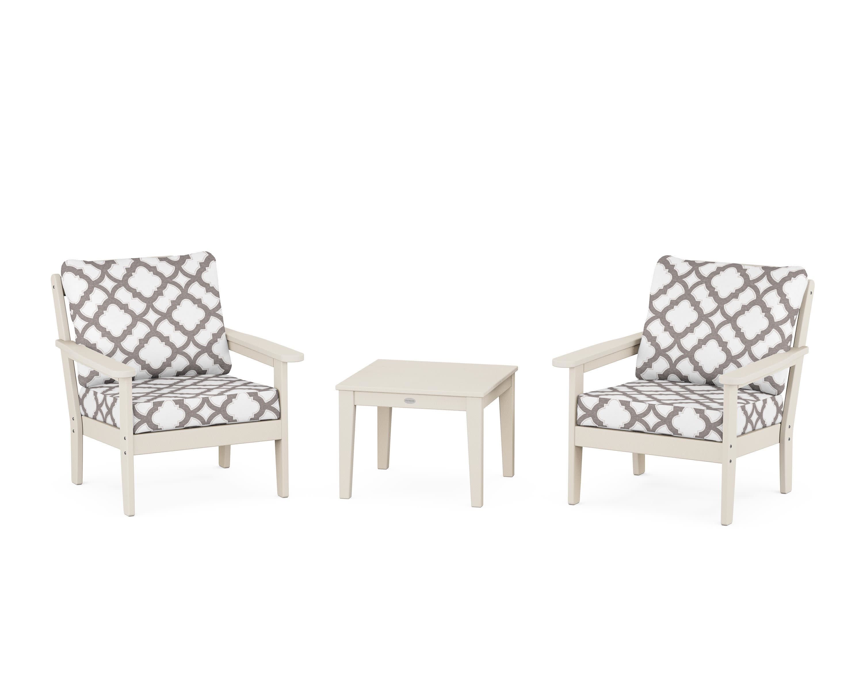 Cottage 3-Piece Deep Seating Set in Sand / Trellis Grey Mist