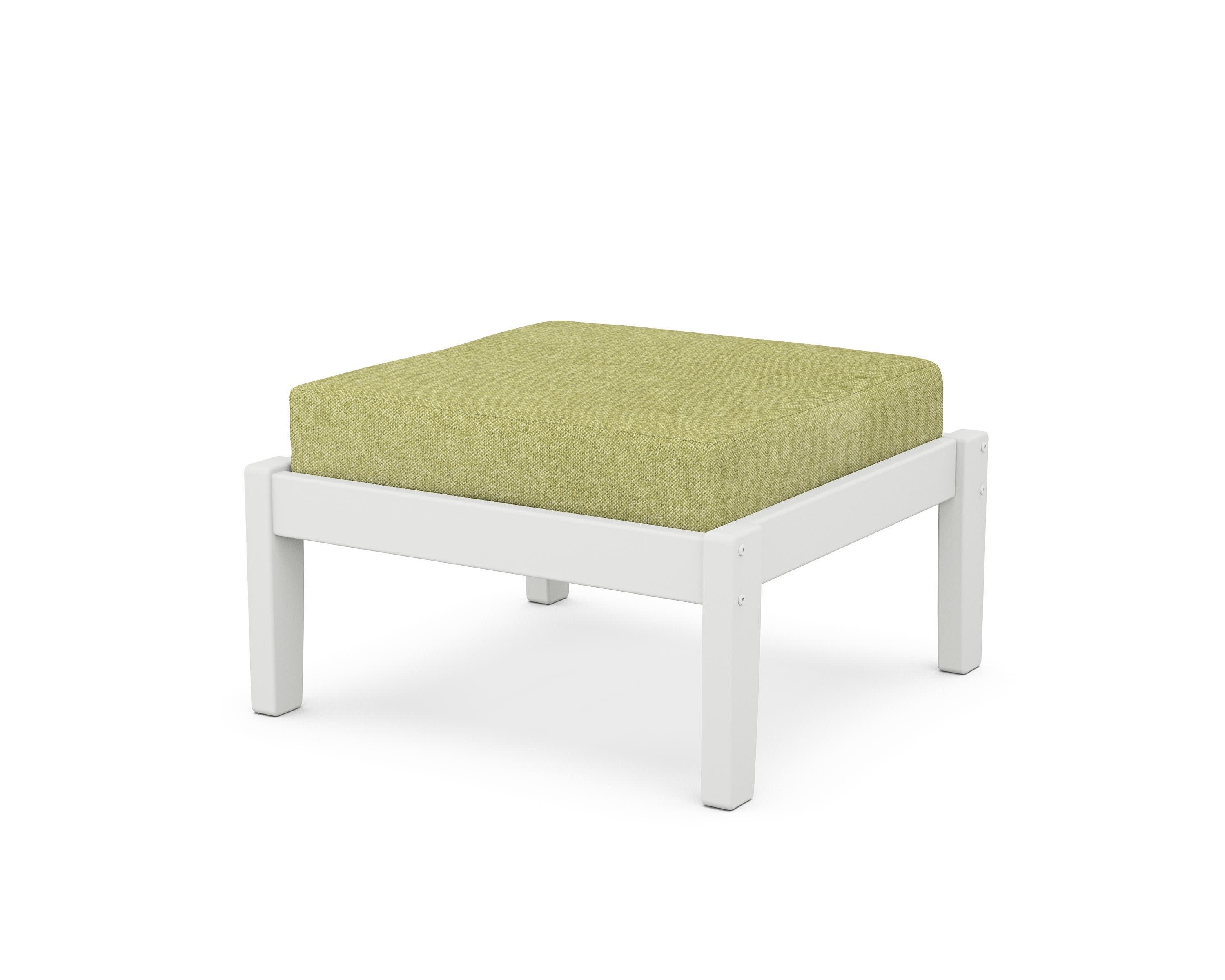 Deep Seating Ottoman in White / Chartreuse Boucle