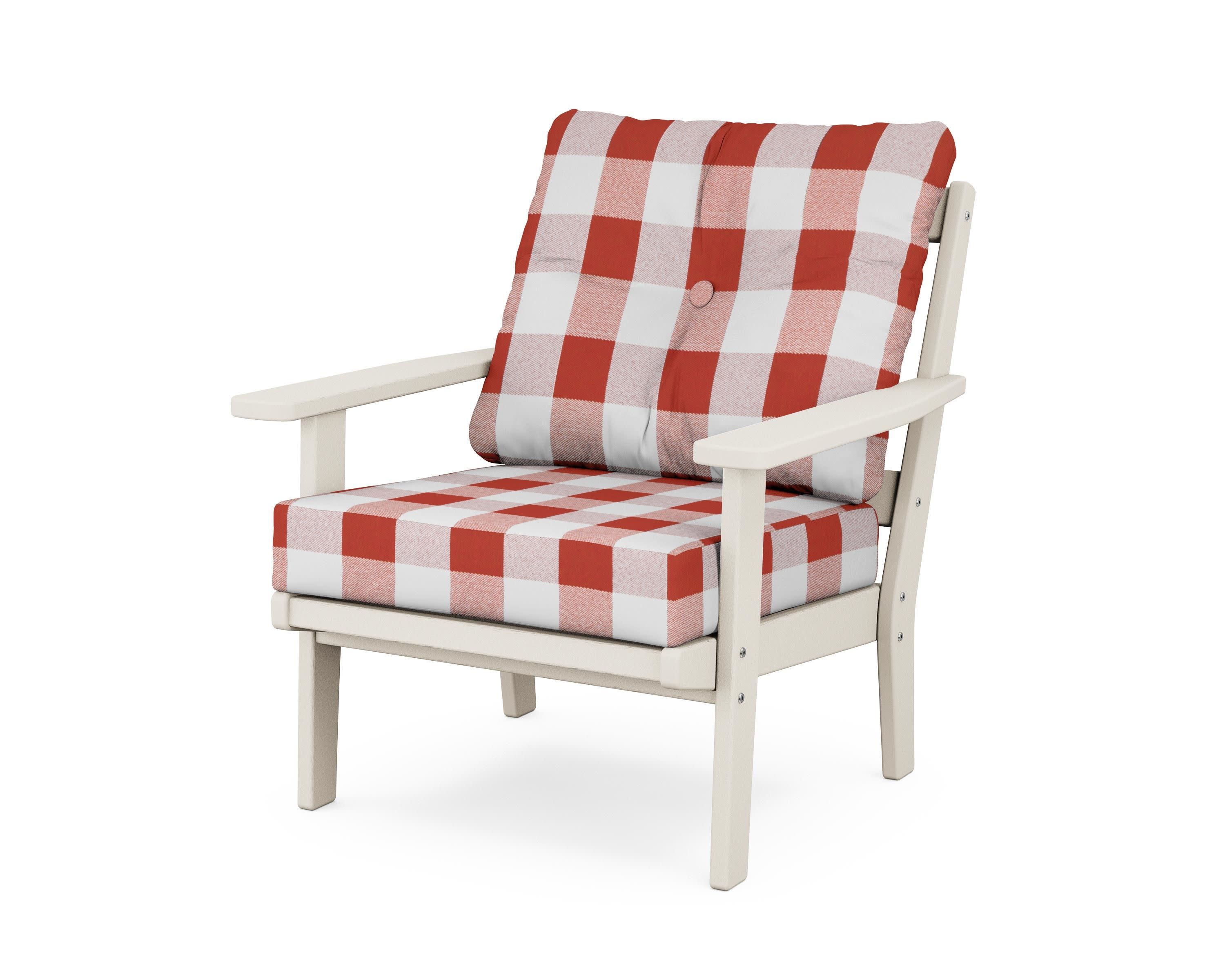 Prairie Deep Seating Chair in Sand / Buffalo Plaid Crimson