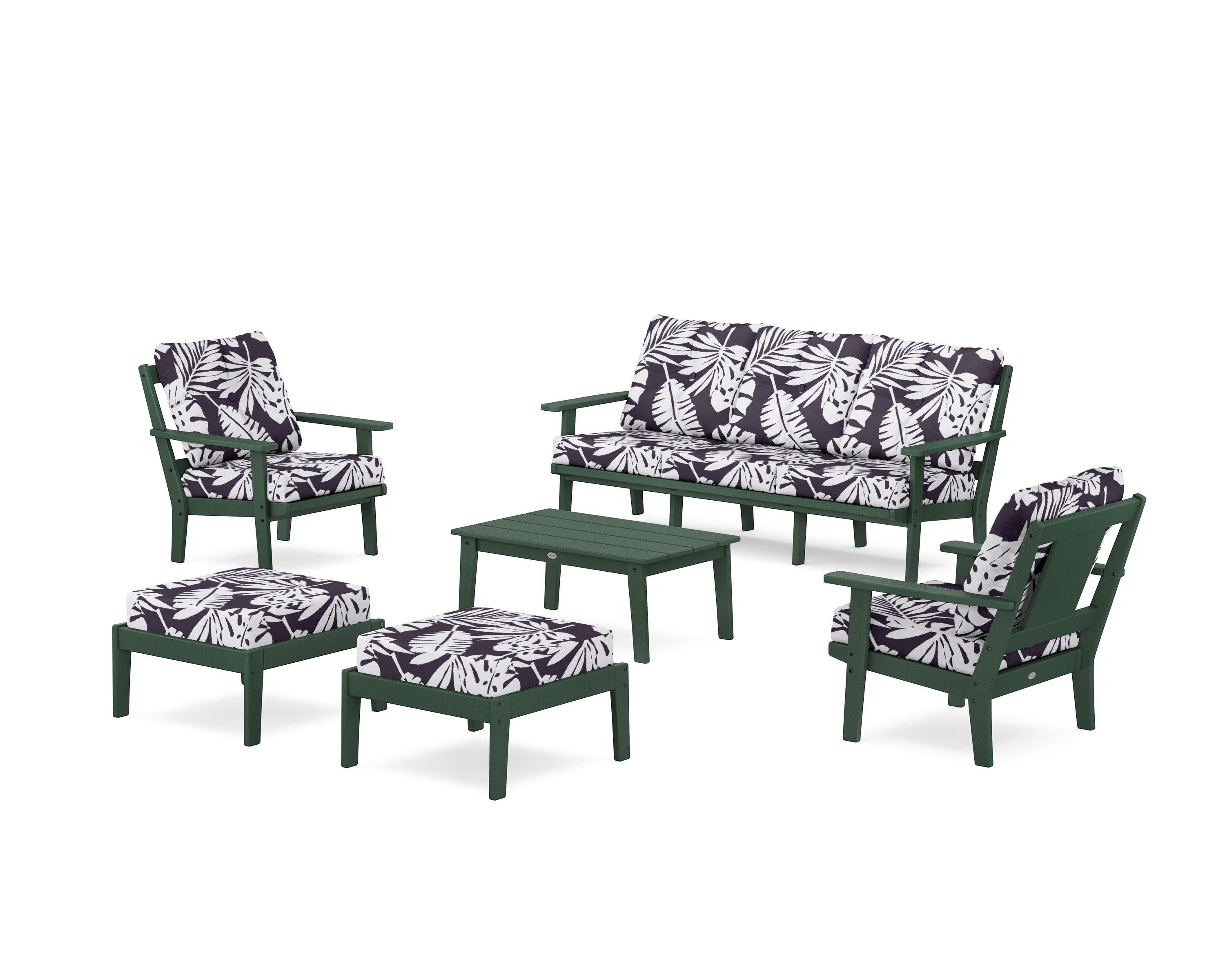 Prairie 6-Piece Lounge Sofa Set in Green / Leaf Navy