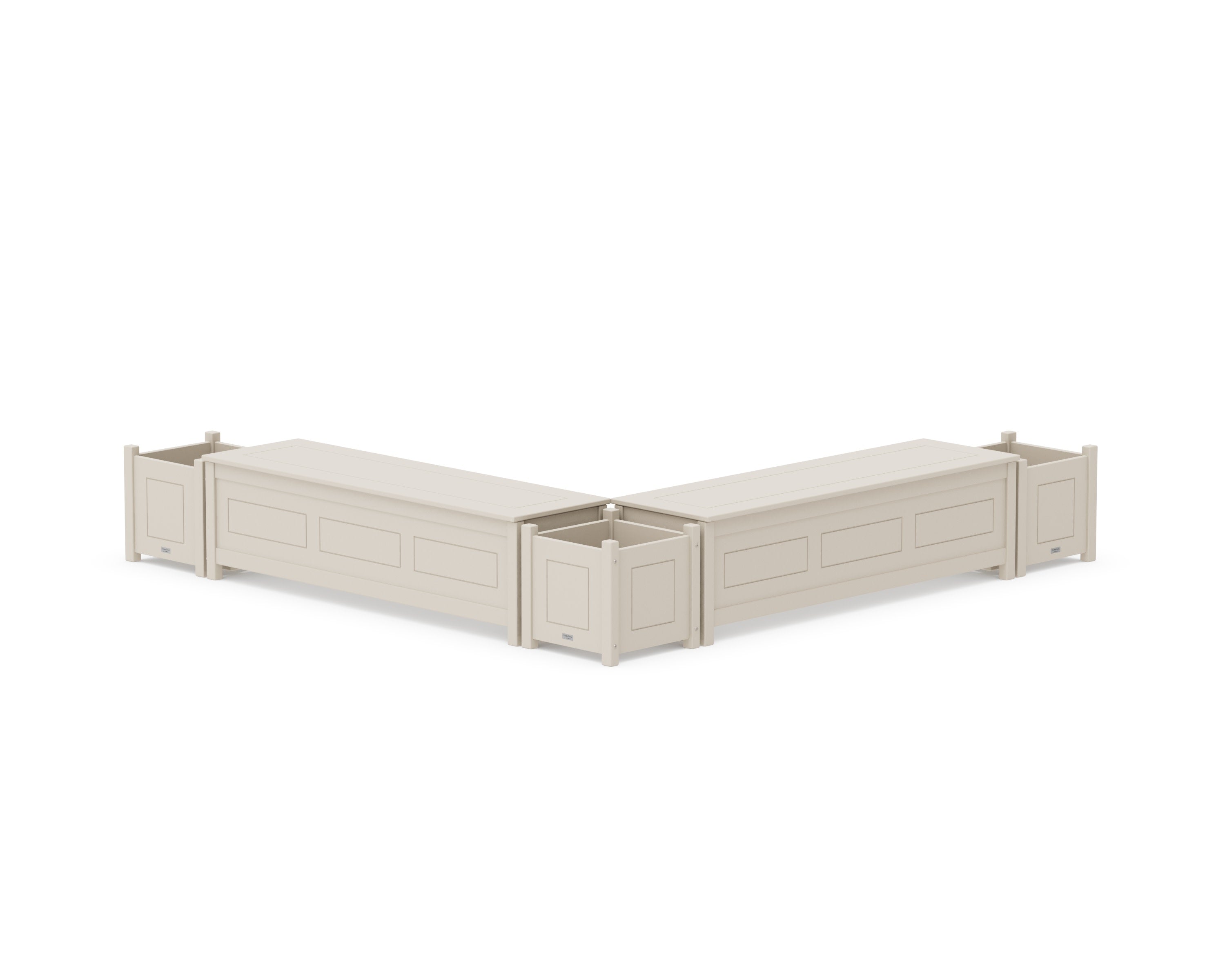 60" Country Living L- Shaped Planter Storage Bench Corner Set in Sand