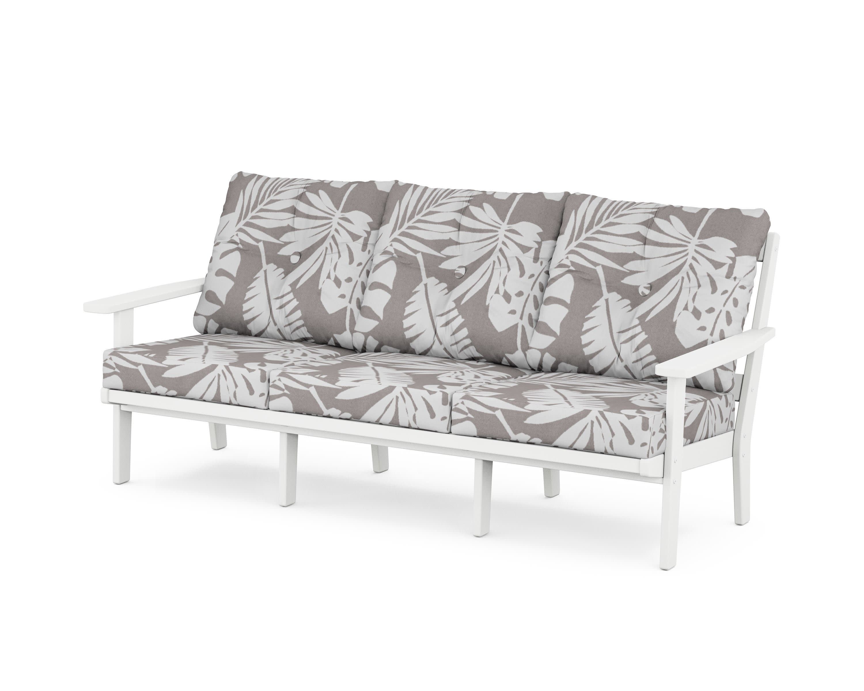 PrairieDeep Seating Sofa in White / Leaf Grey Mist
