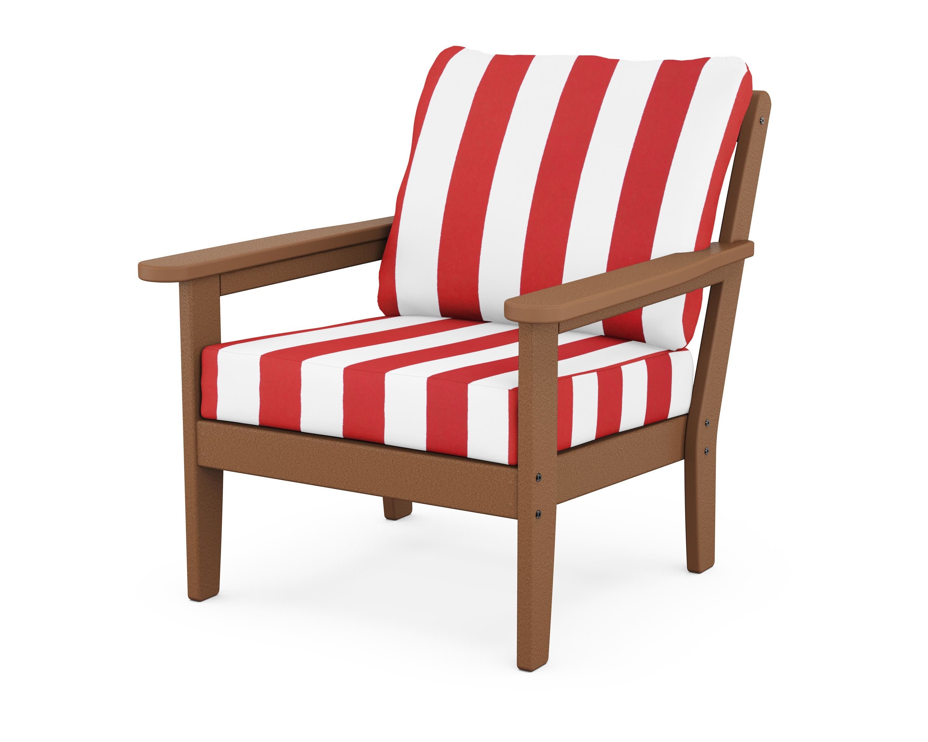 Cottage Deep Seating Chair in Teak / Cabana Stripe Crimson