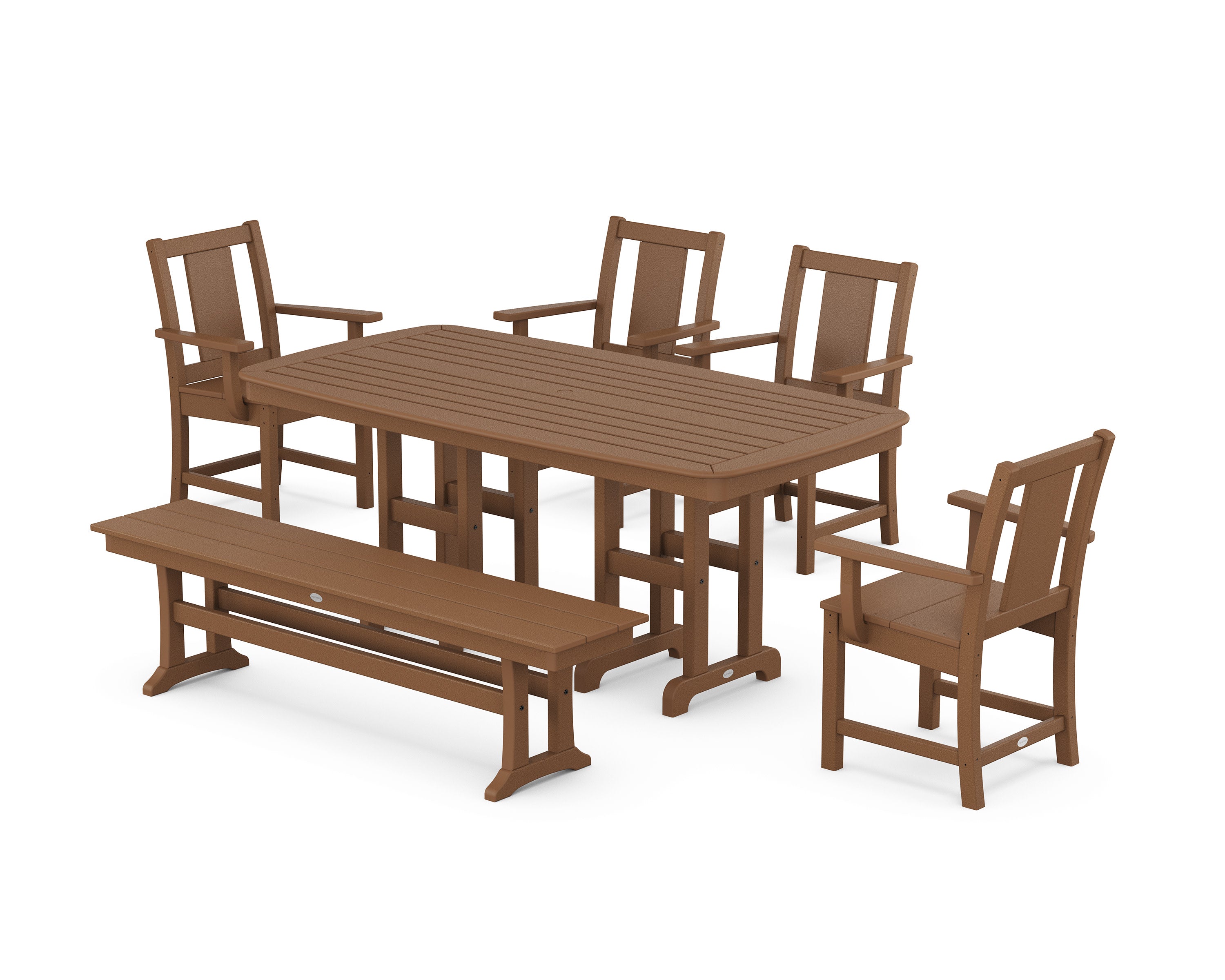 Prairie 6-Piece Dining Set with Bench in Teak