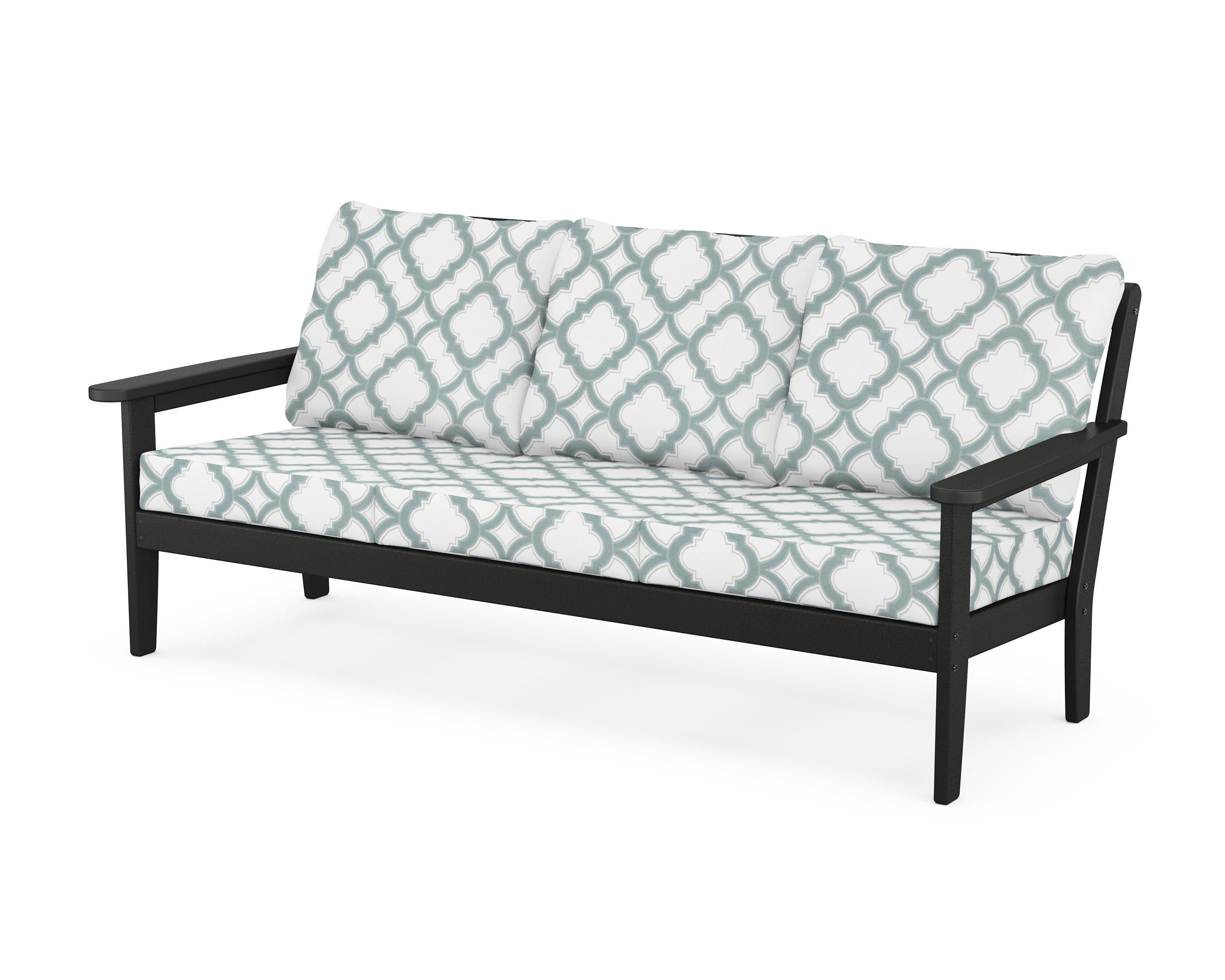Cottage Deep Seating Sofa in Black / Trellis Glacier Spa