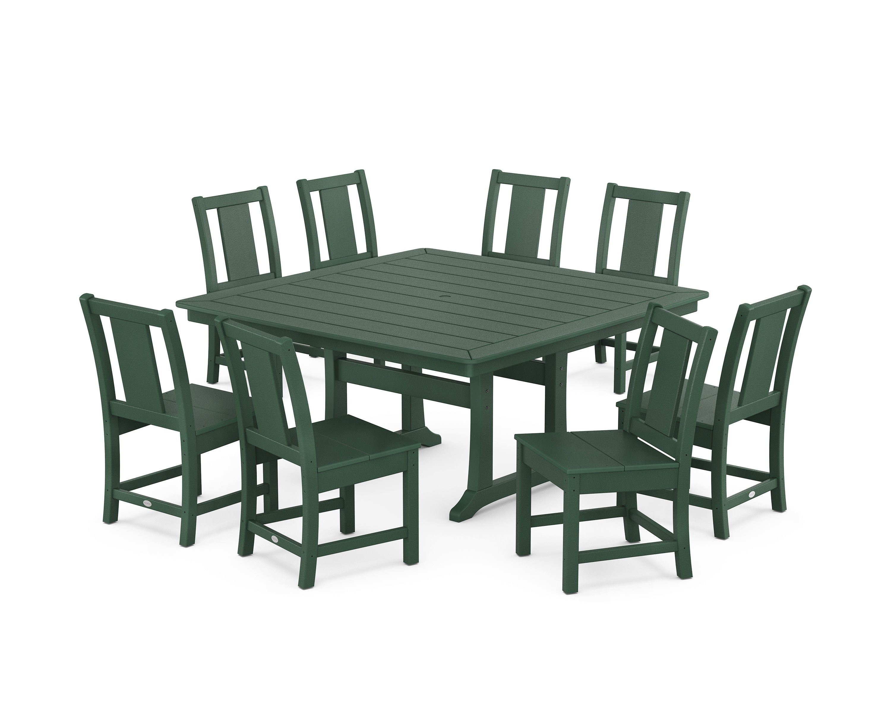 Prairie Side Chair 9-Piece Square Dining Set with Trestle Legs in Green