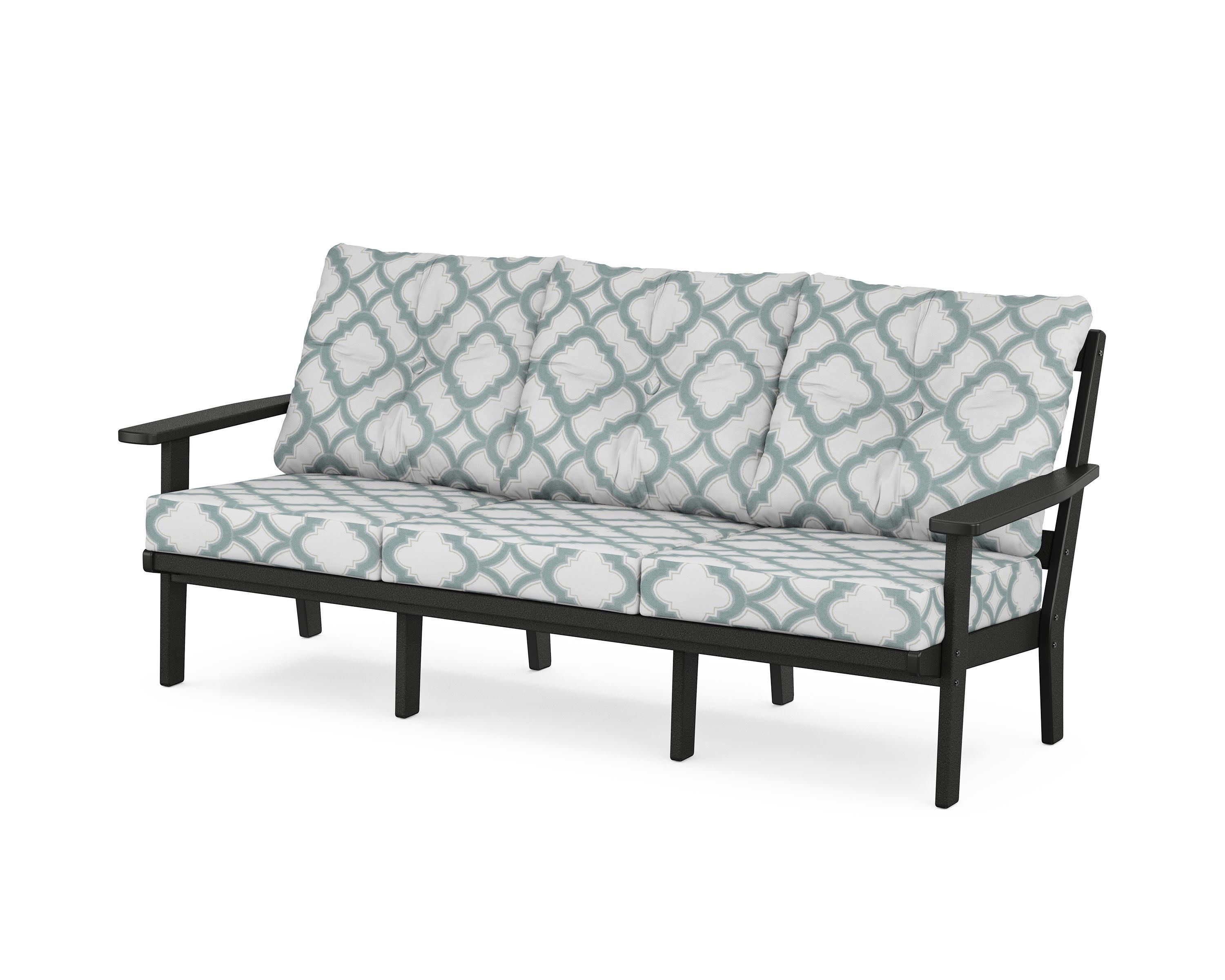 PrairieDeep Seating Sofa in Black / Trellis Glacier Spa