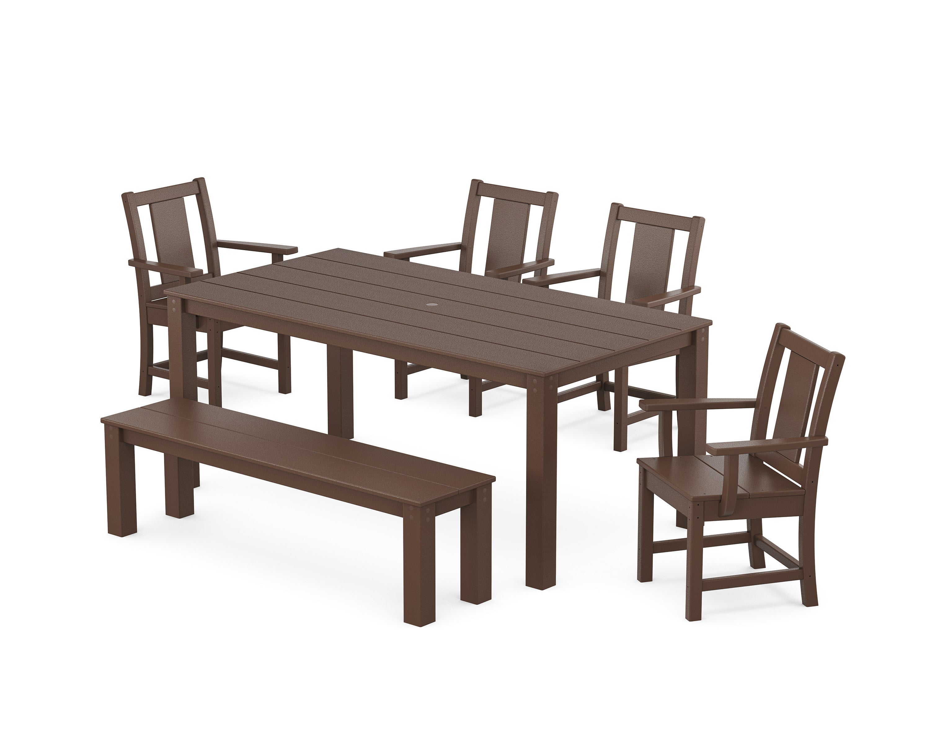 Prairie 6-Piece Parsons Dining Set with Bench in Mahogany