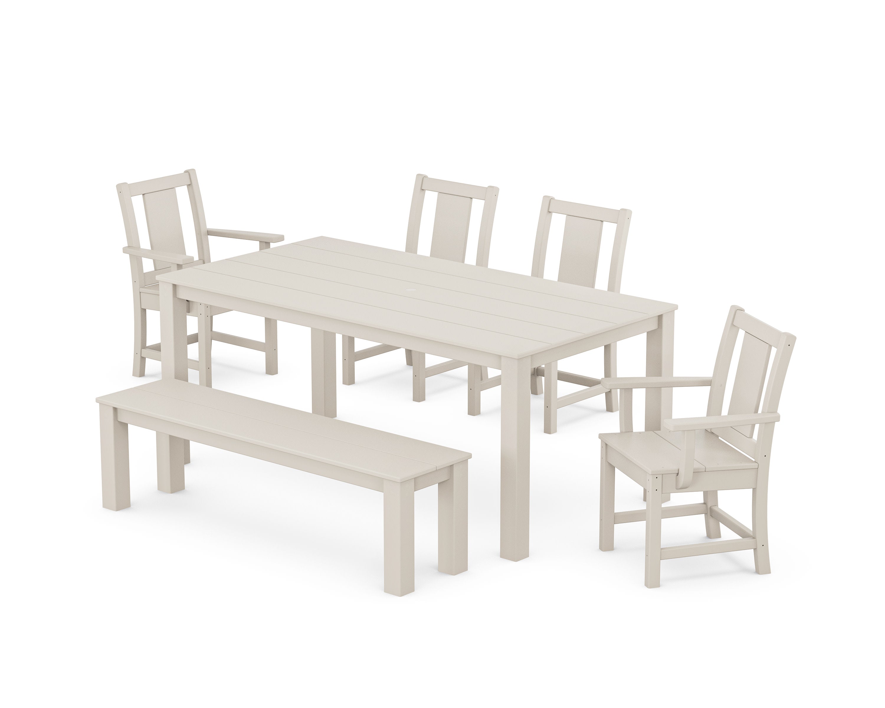 Prairie 6-Piece Parsons Dining Set with Bench in Sand
