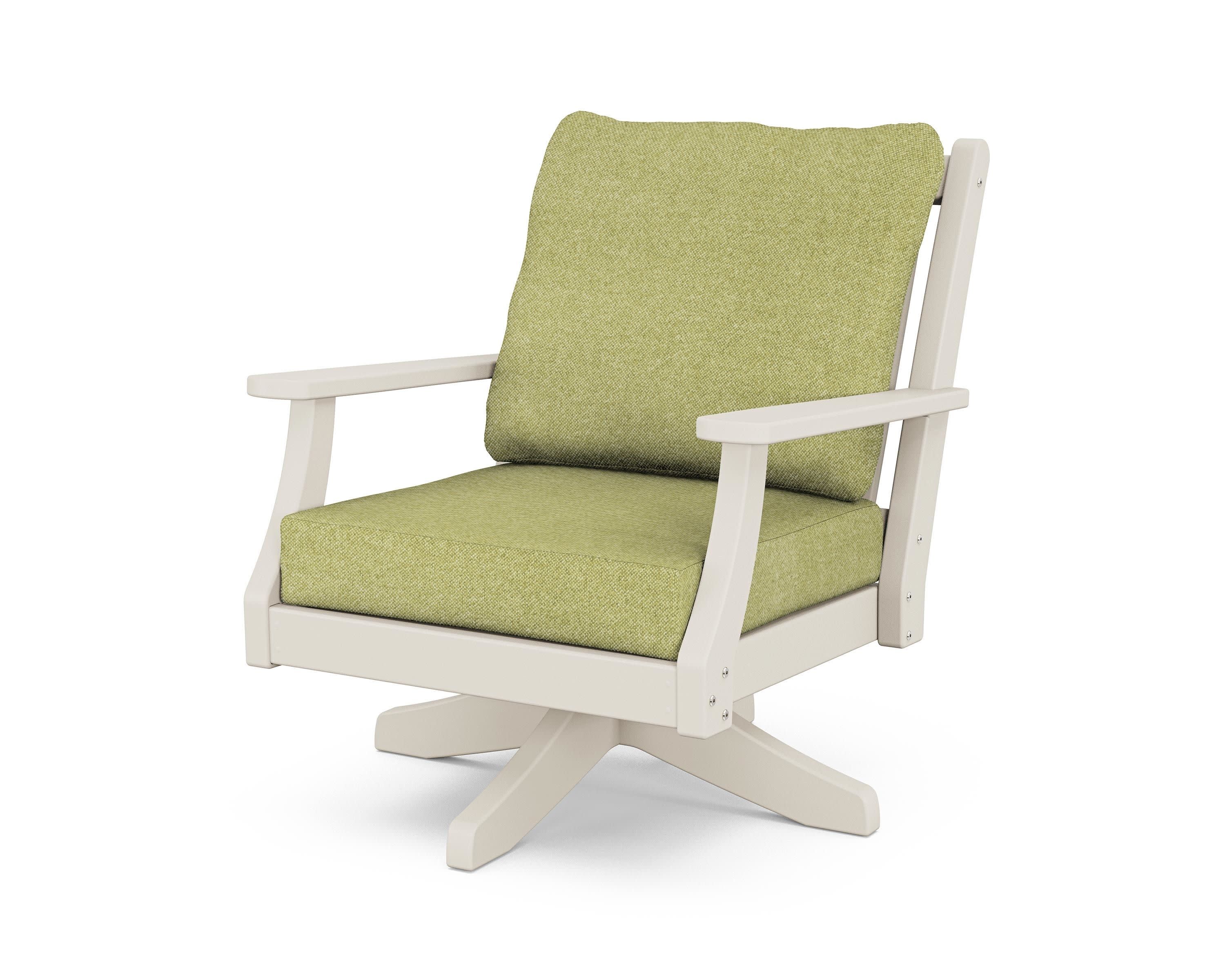 Wovendale Deep Seating Swivel Chair in Sand / Chartreuse Boucle