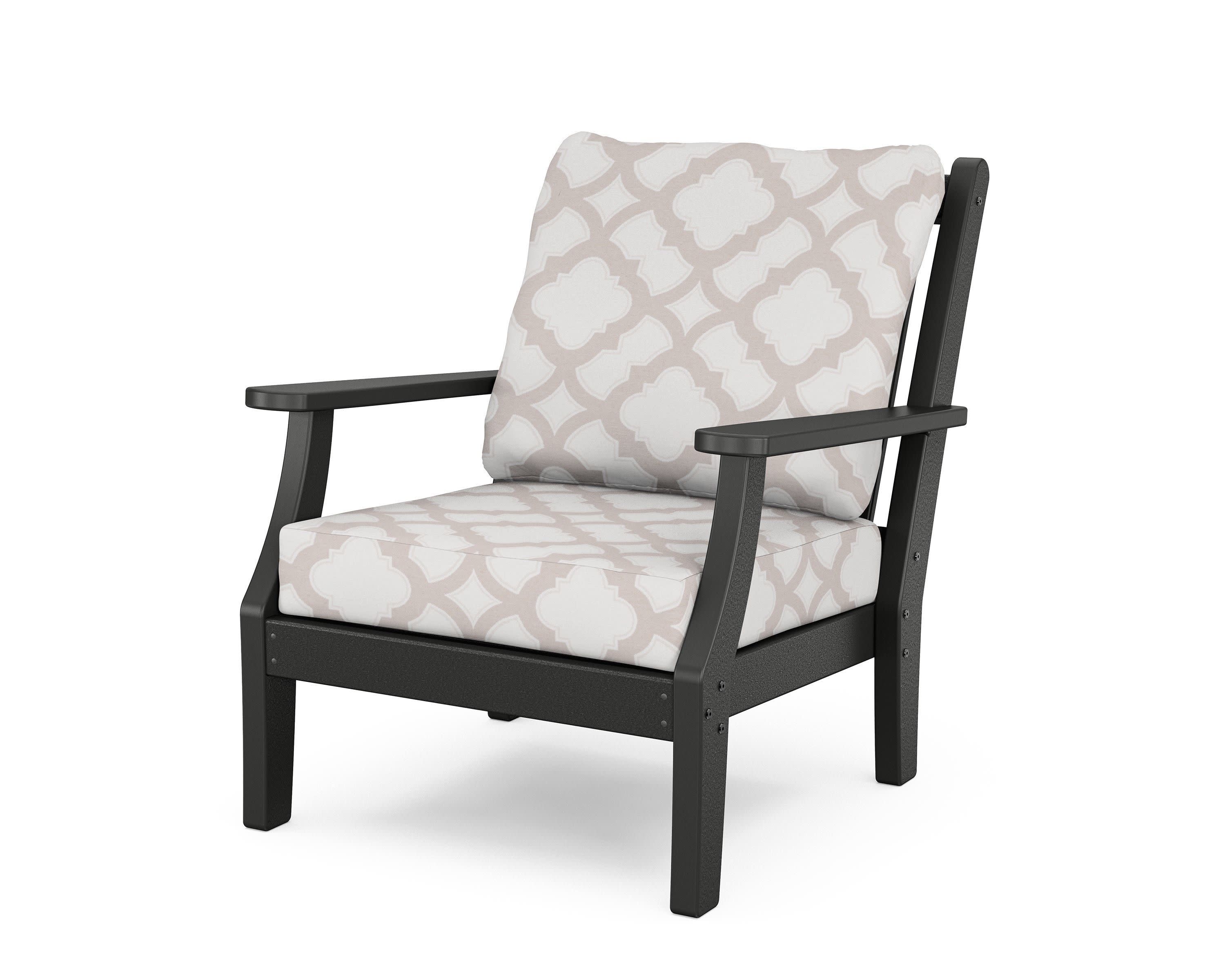 Wovendale Deep Seating Chair in Black / Trellis Dune Burlap