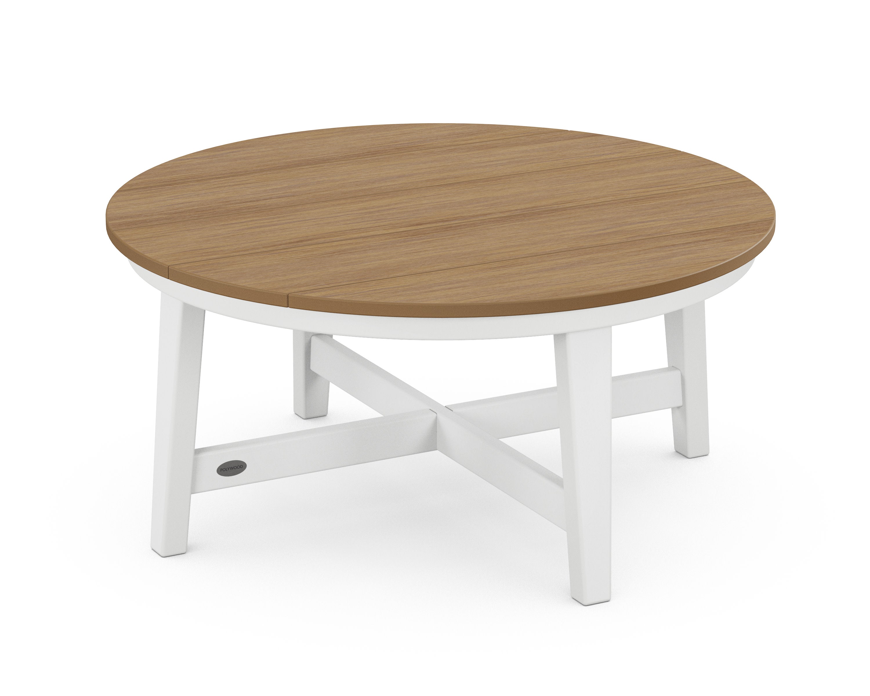 Newport 36" Round Coffee Table in White / Natural