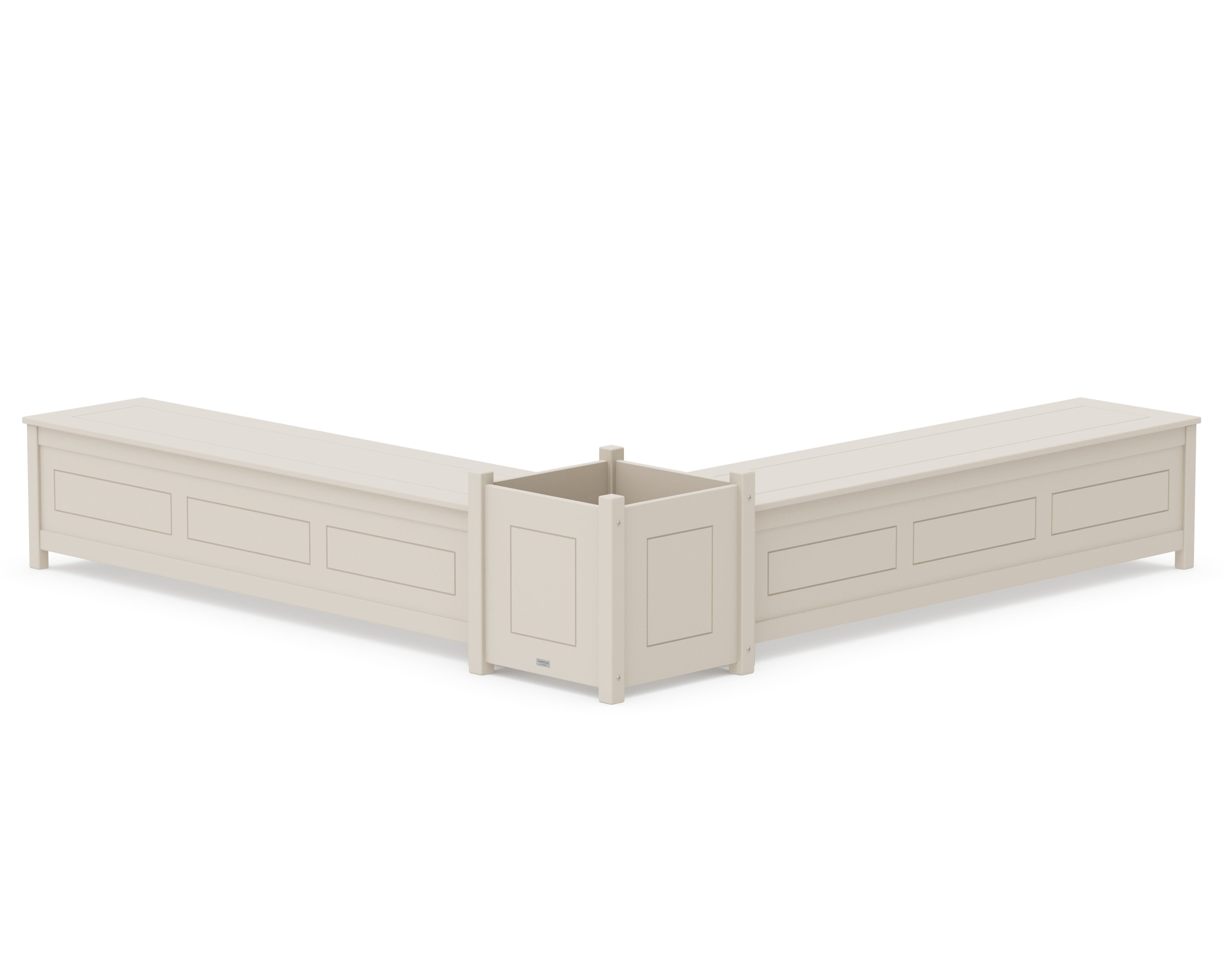72" Country Living L- Shaped Planter Storage Bench Set- Large in Sand