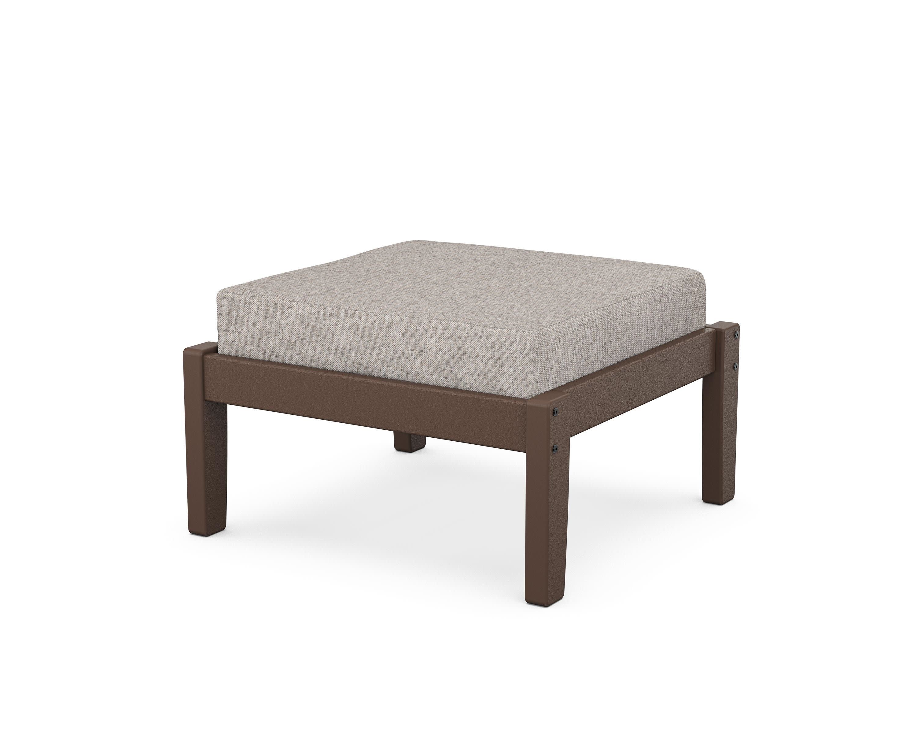 Deep Seating Ottoman in Mahogany / Weathered Tweed