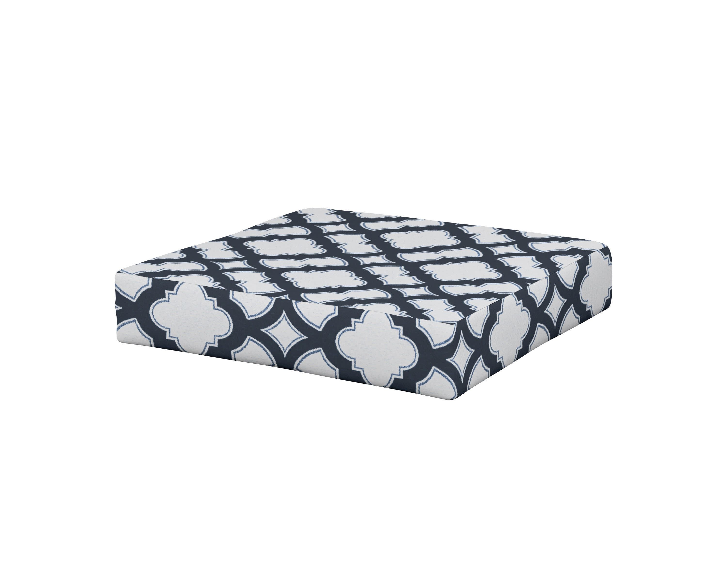 Vineyard Ottoman Cushion in Trellis Marine Indigo