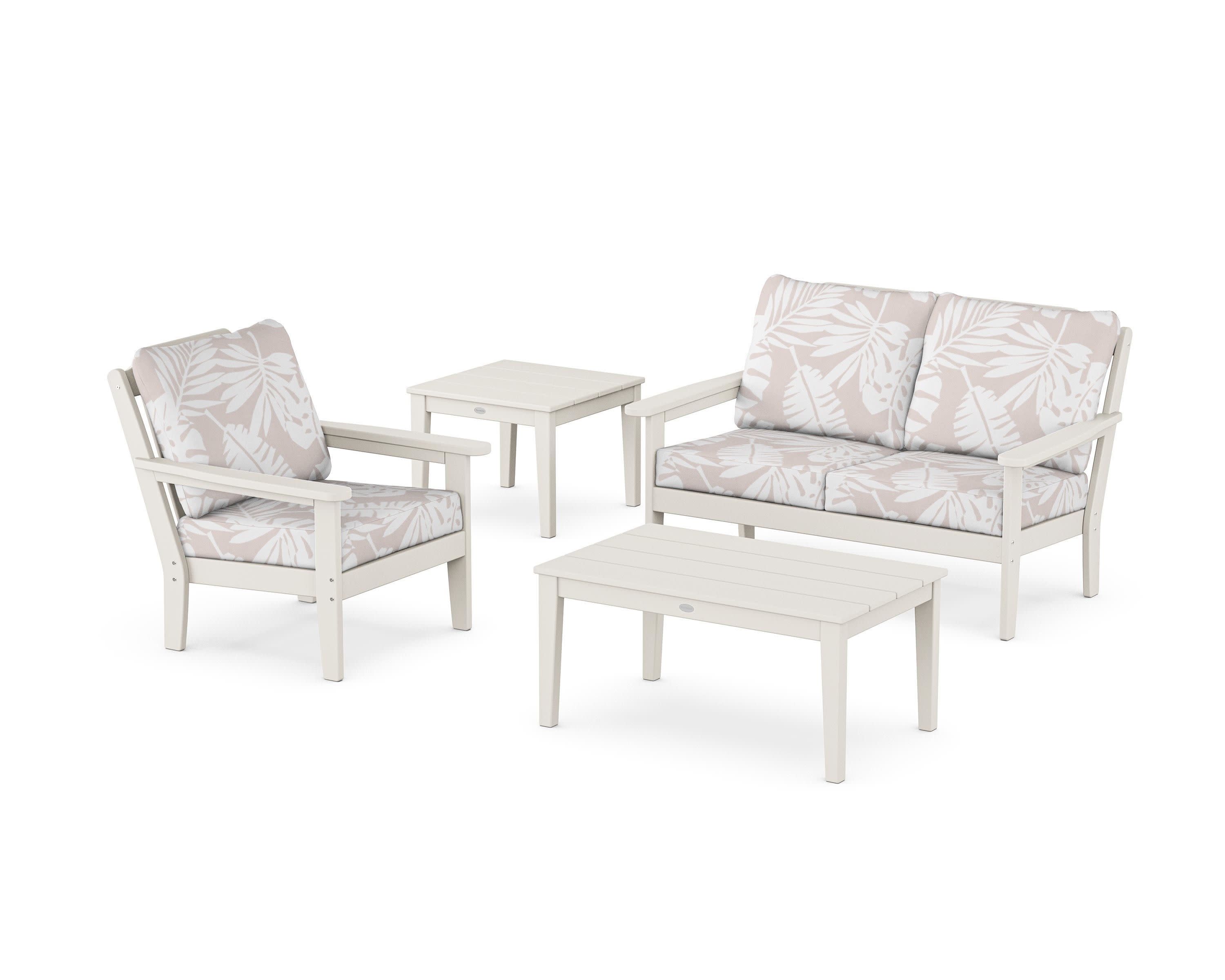 Wovendale 4-Piece Deep Seating Set in Sand / Leaf Dune Burlap