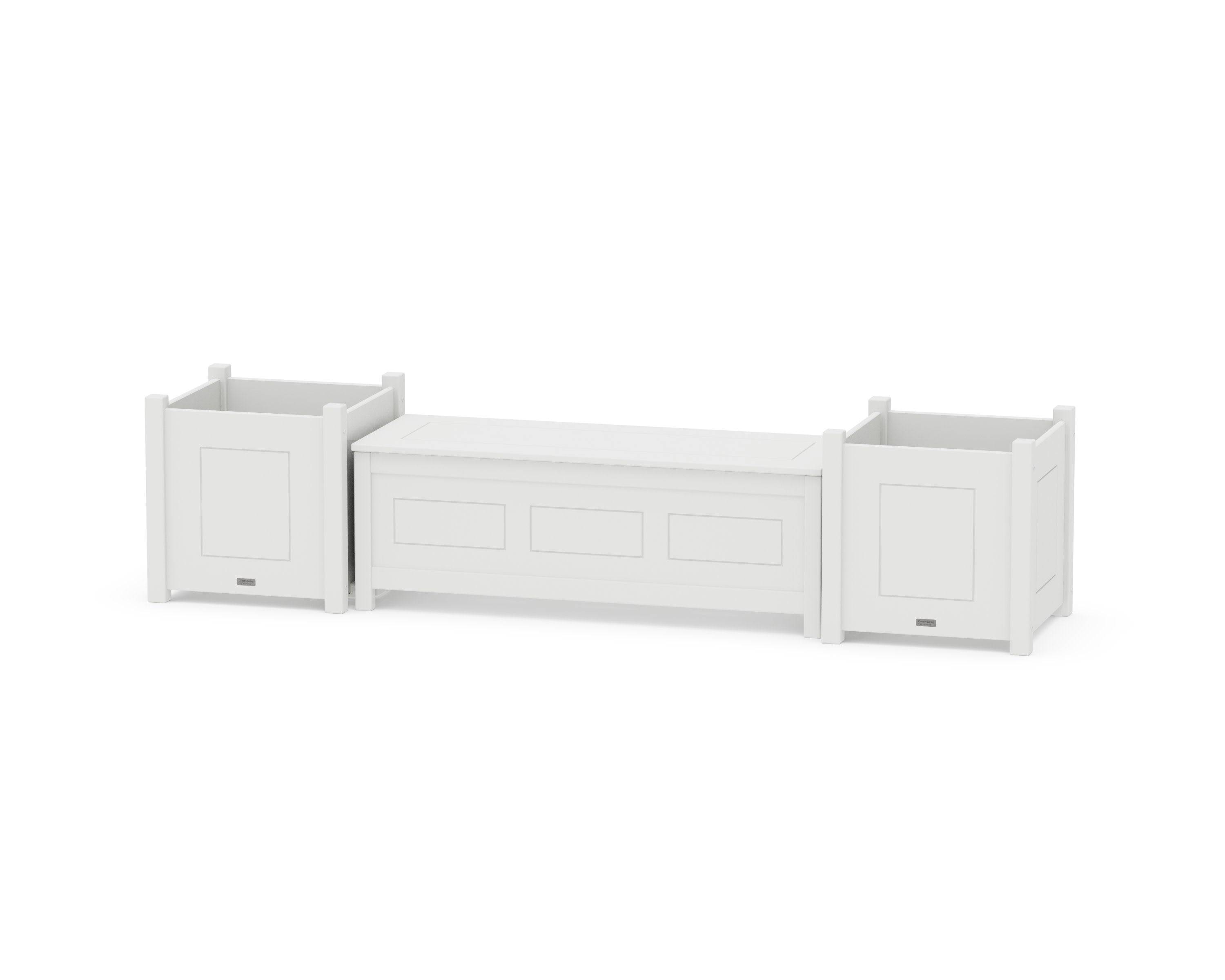 48" Country Living Straight Planter Storage Bench Set- Large in White