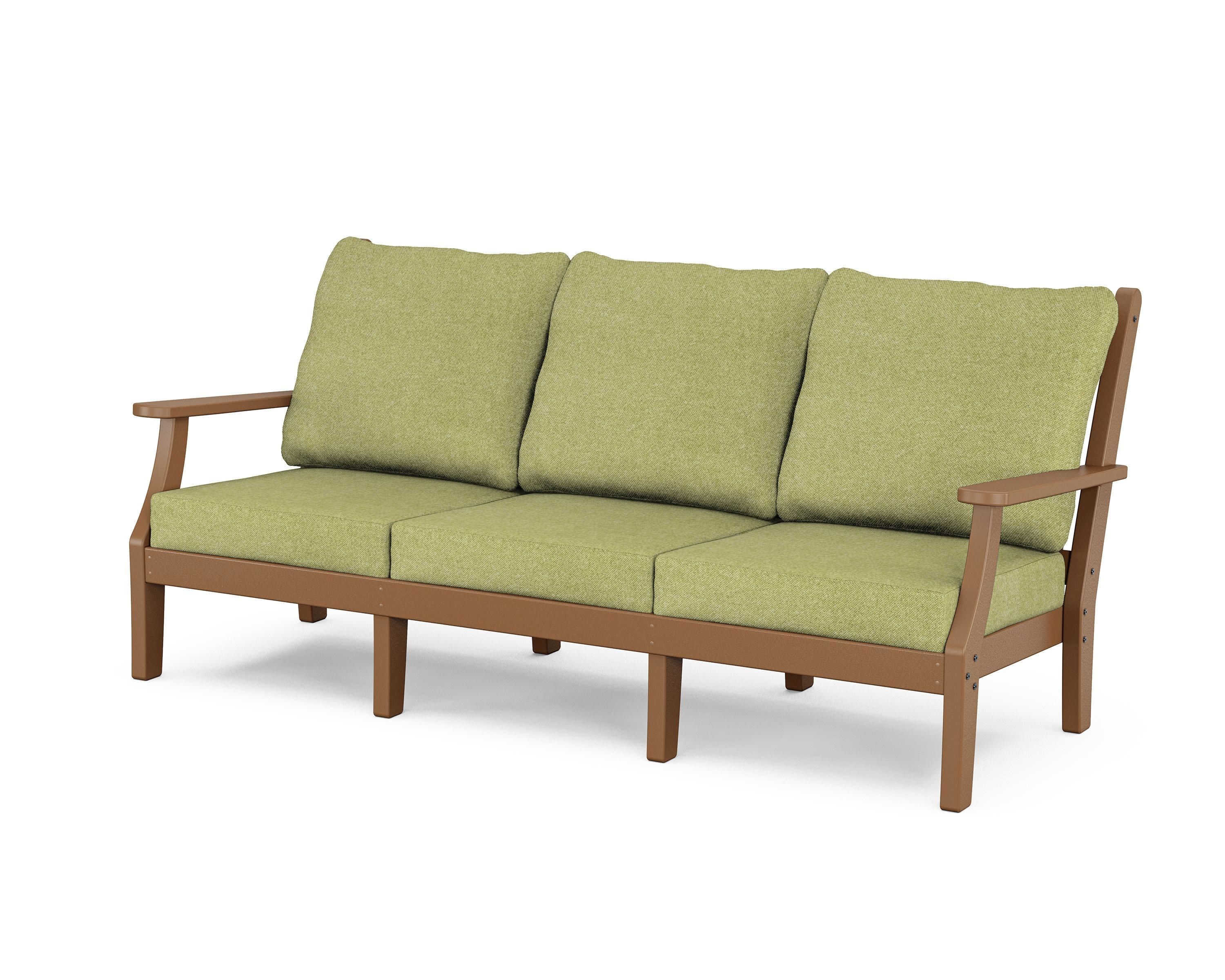 Wovendale Deep Seating Sofa in Teak / Chartreuse Boucle