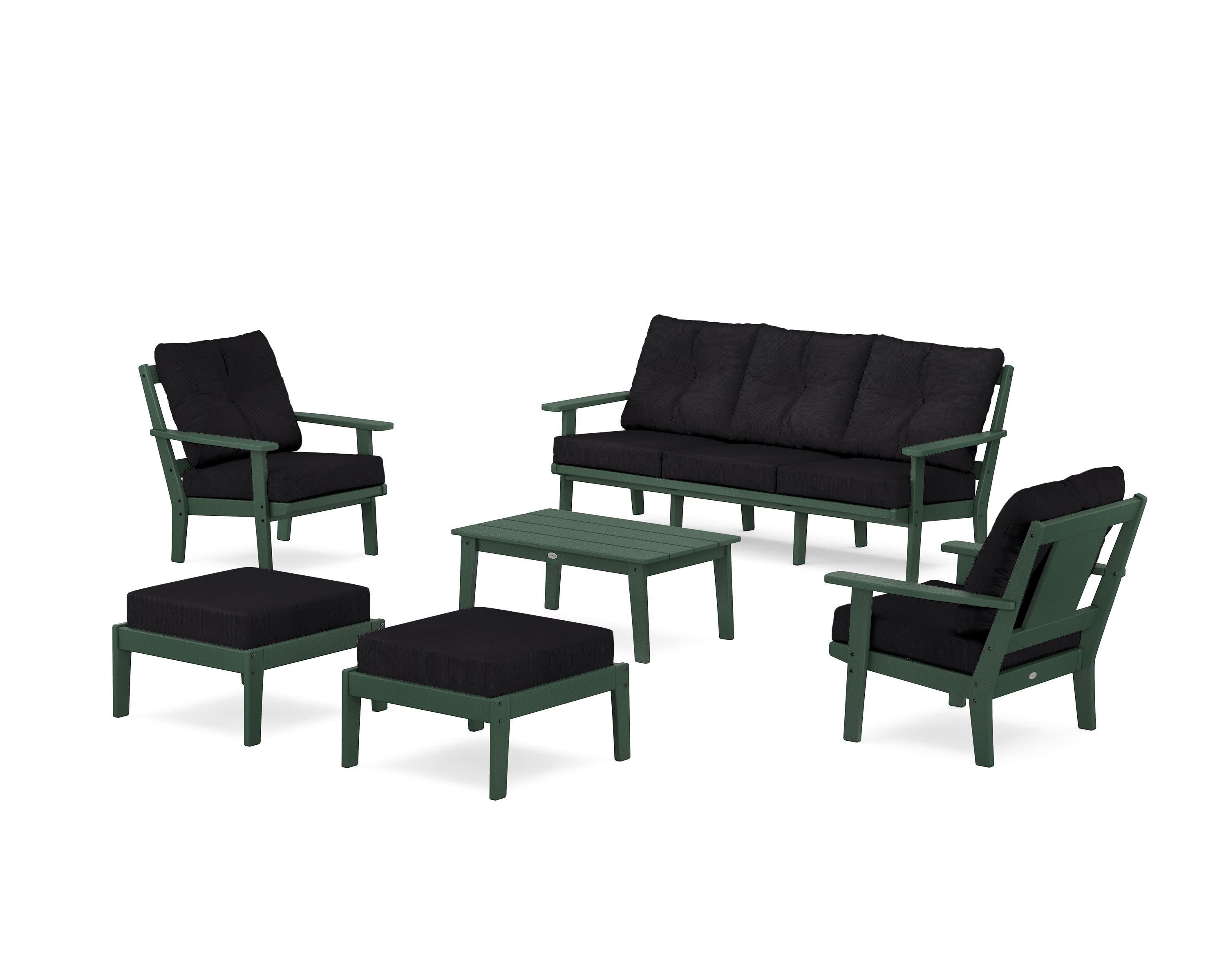 Prairie 6-Piece Lounge Sofa Set in Green / Midnight Linen