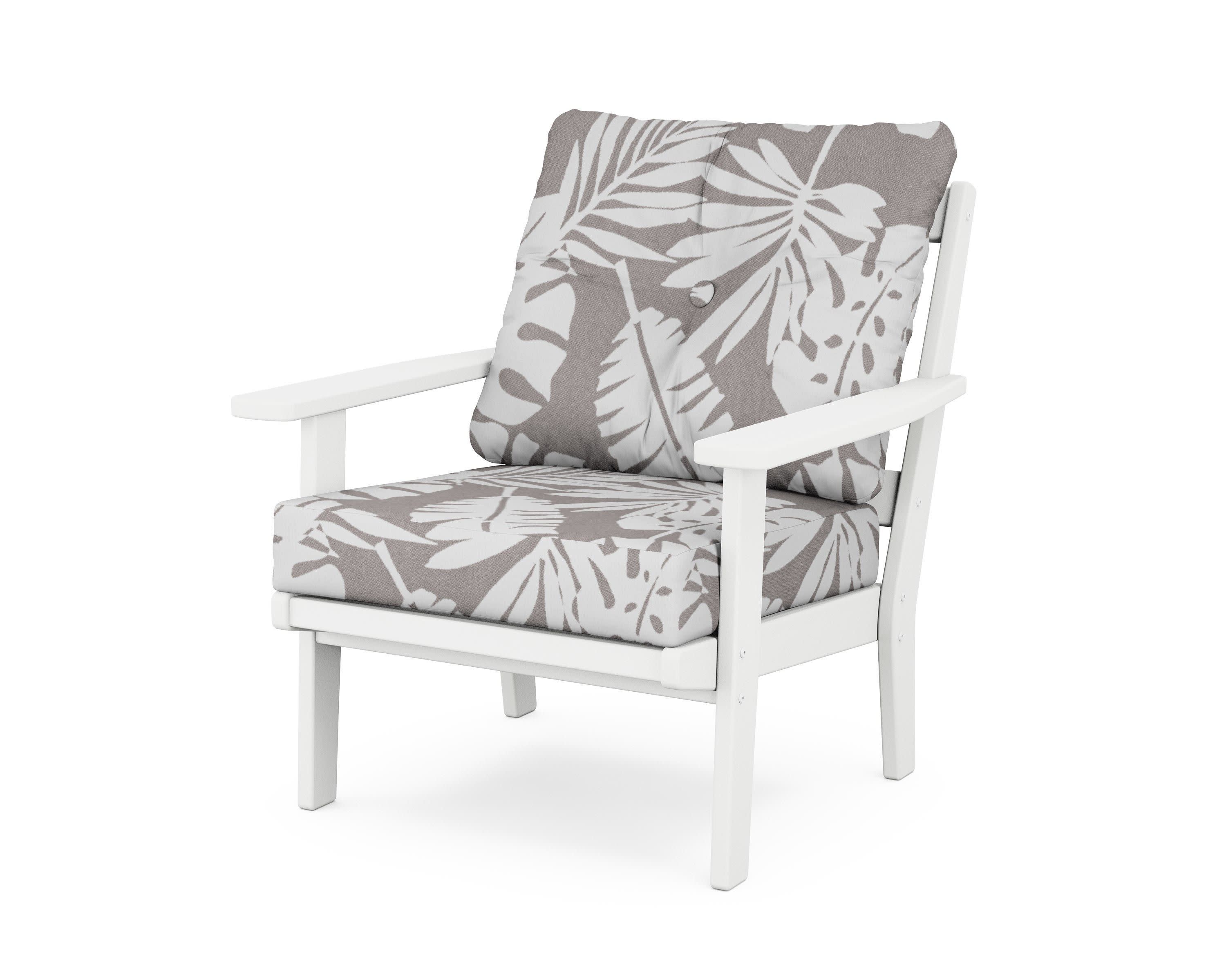 Prairie Deep Seating Chair in White / Leaf Grey Mist