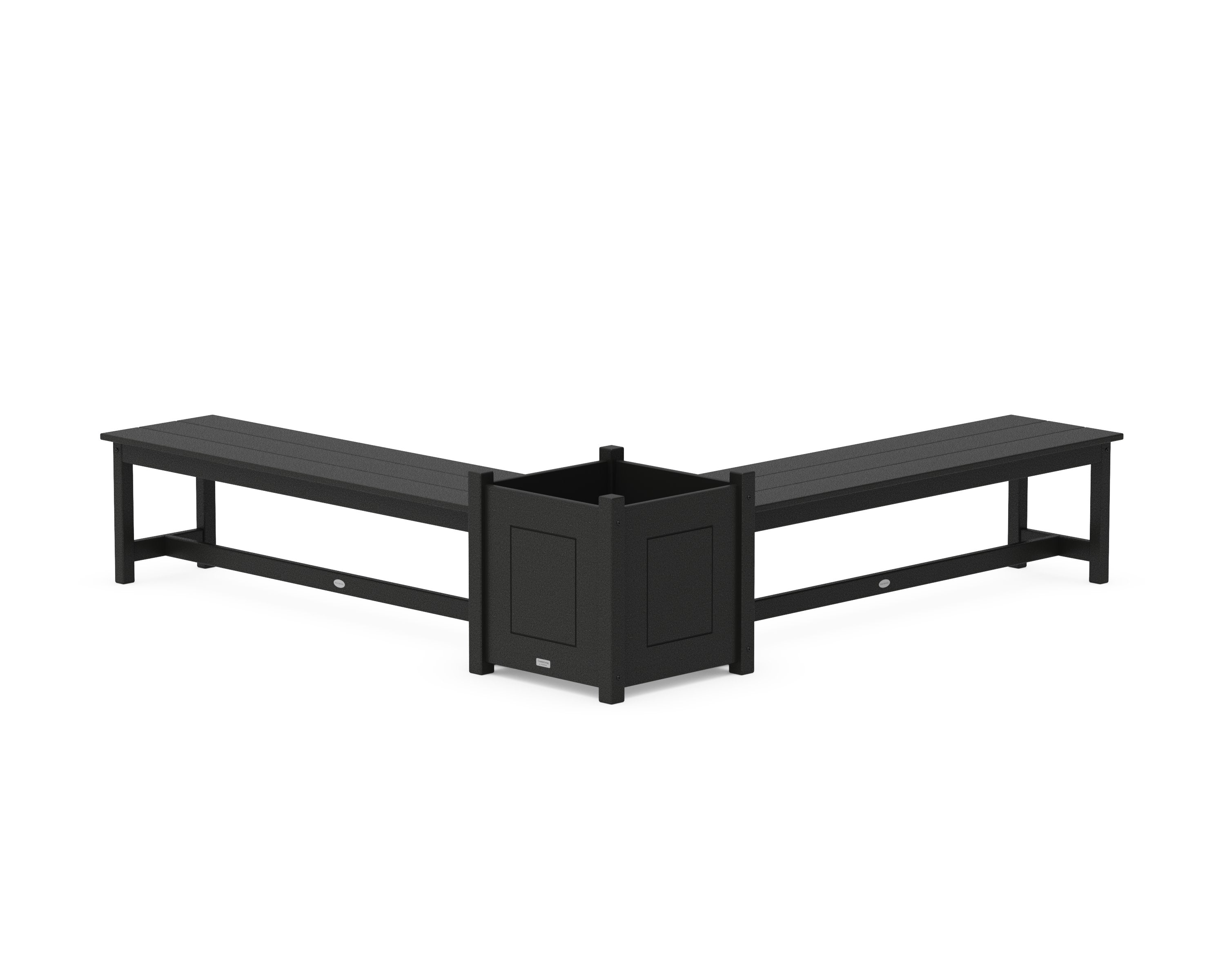 60" Country Living L- Shaped Planter Bench Set- Large in Black