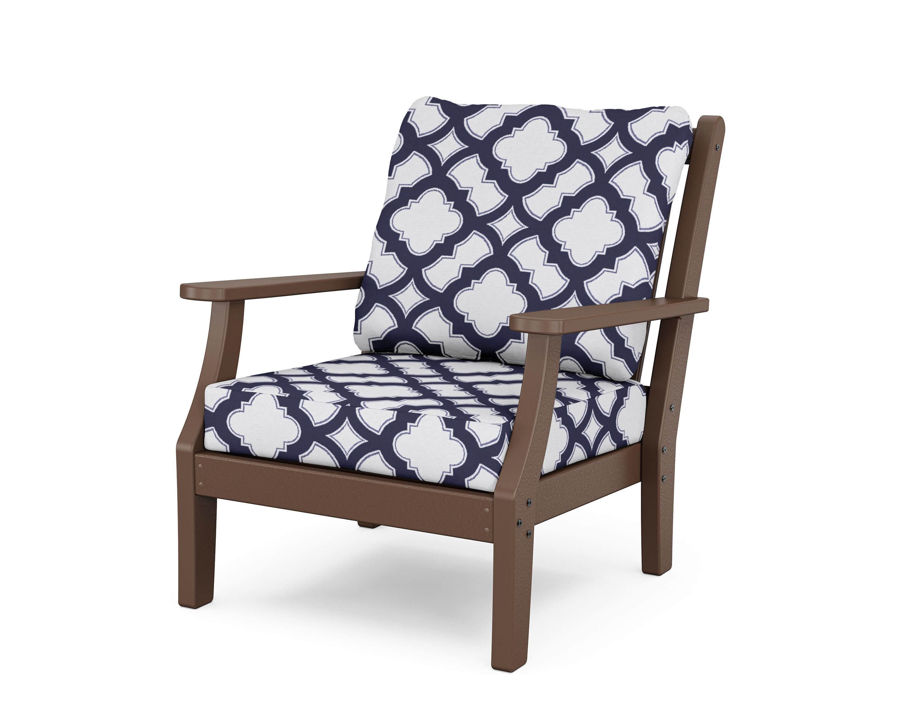 Wovendale Deep Seating Chair in Mahogany / Trellis Navy