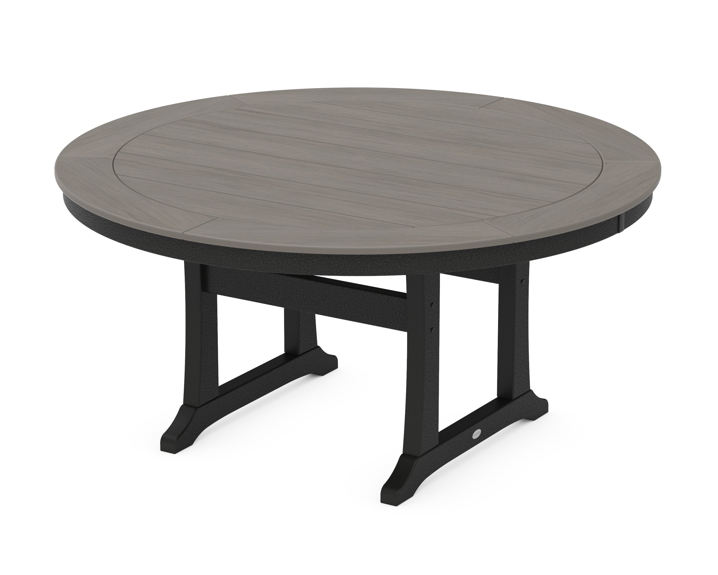 Nautical Trestle 60" Round Dining Table in Black / Driftwood
