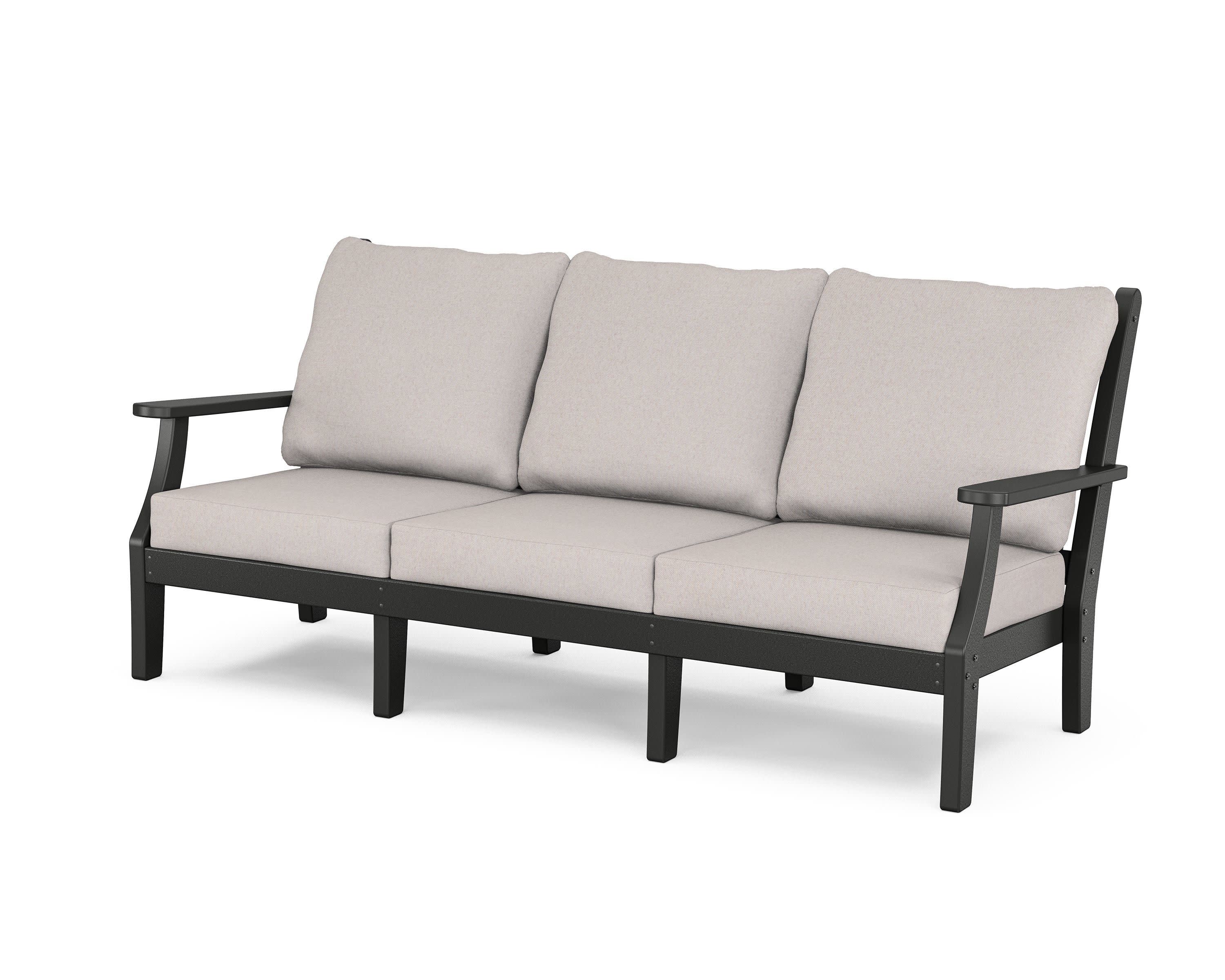 Wovendale Deep Seating Sofa in Black / Dune Burlap