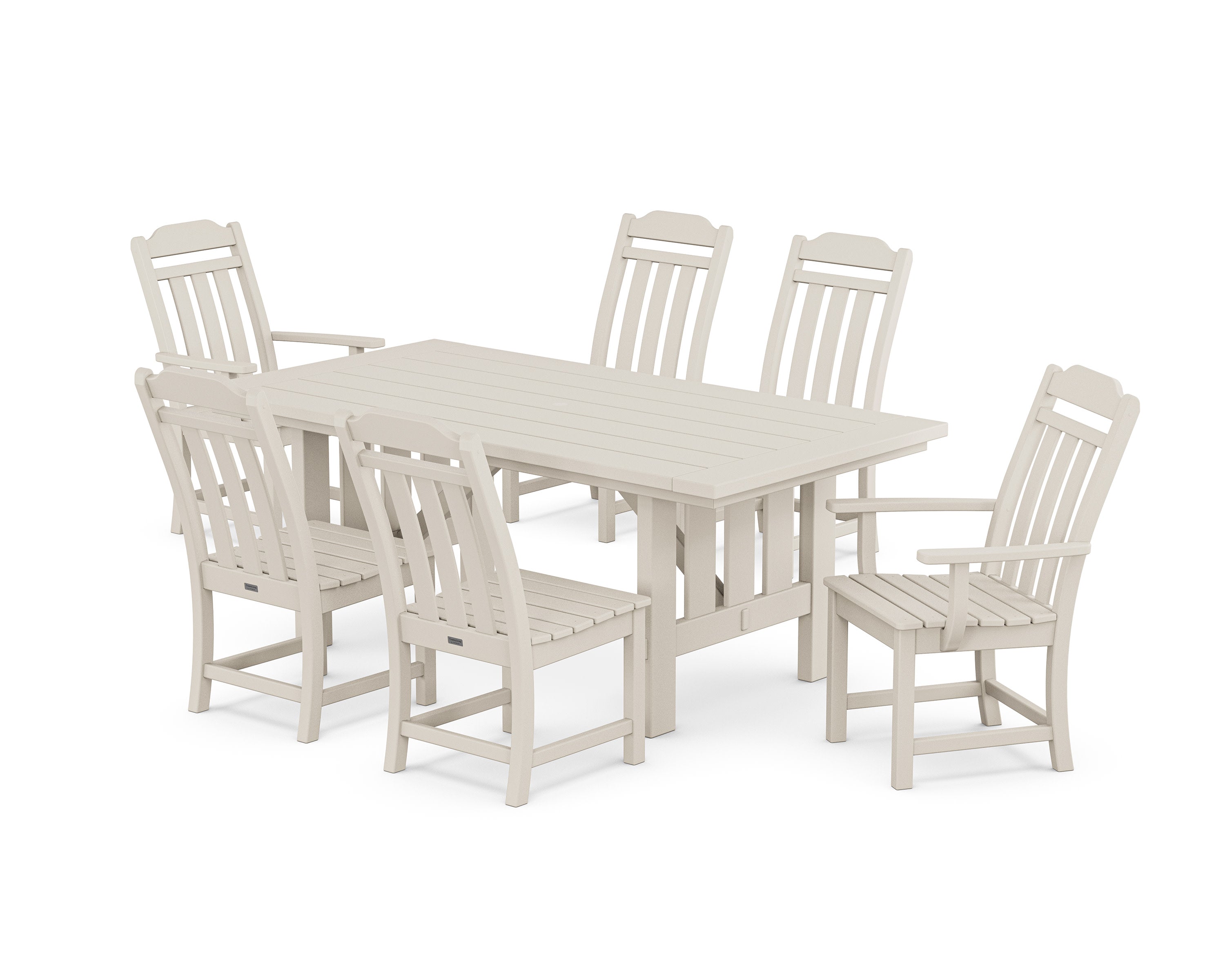Cottage 7-Piece Dining Set with Mission Table in Sand