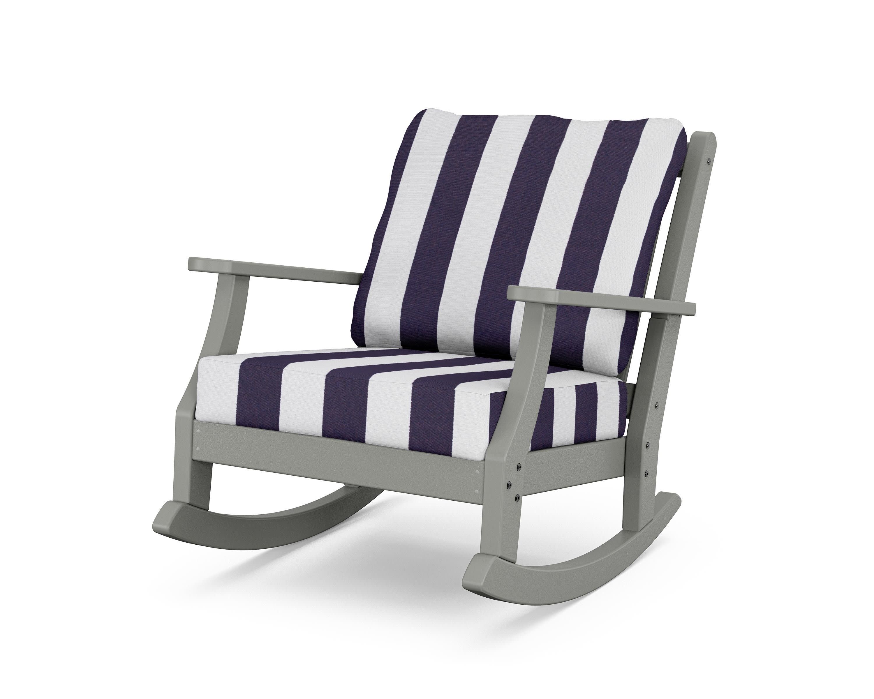 Wovendale Deep Seating Rocking Chair in Slate Grey / Cabana Stripe Navy