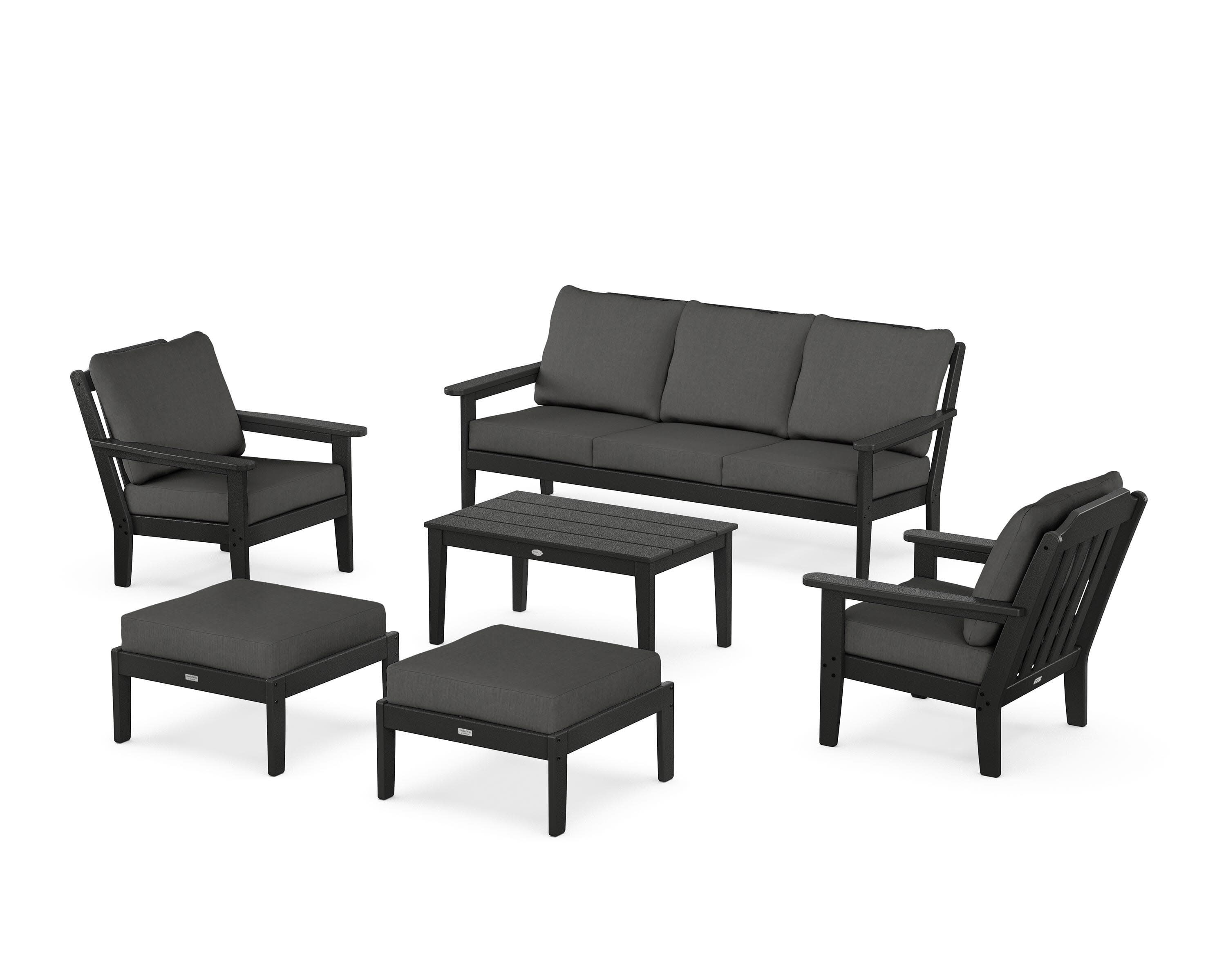 Cottage 6-Piece Lounge Sofa Set in Black / Spectrum Carbon