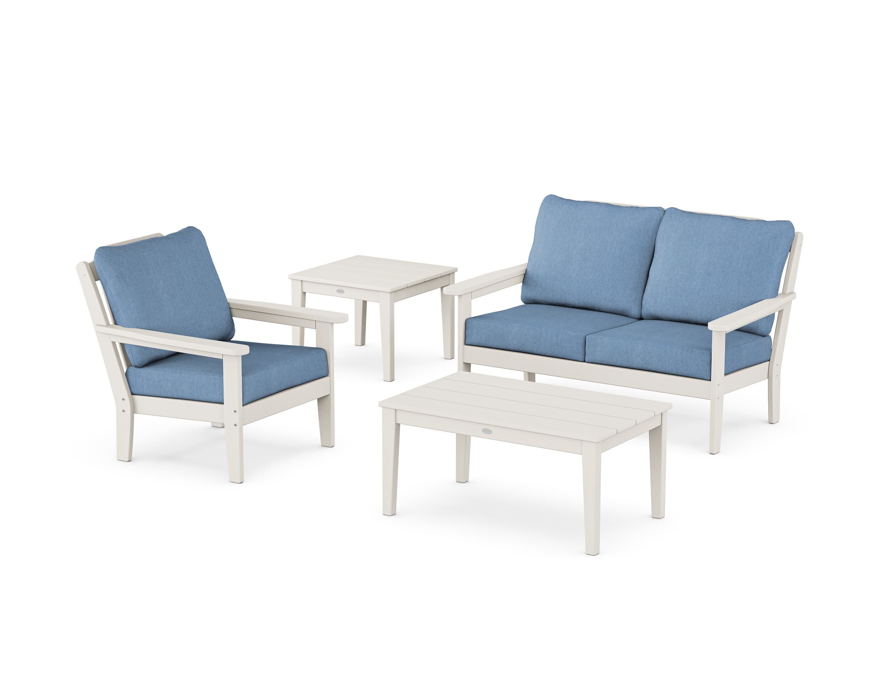 Wovendale 4-Piece Deep Seating Set in Sand / Sky Blue