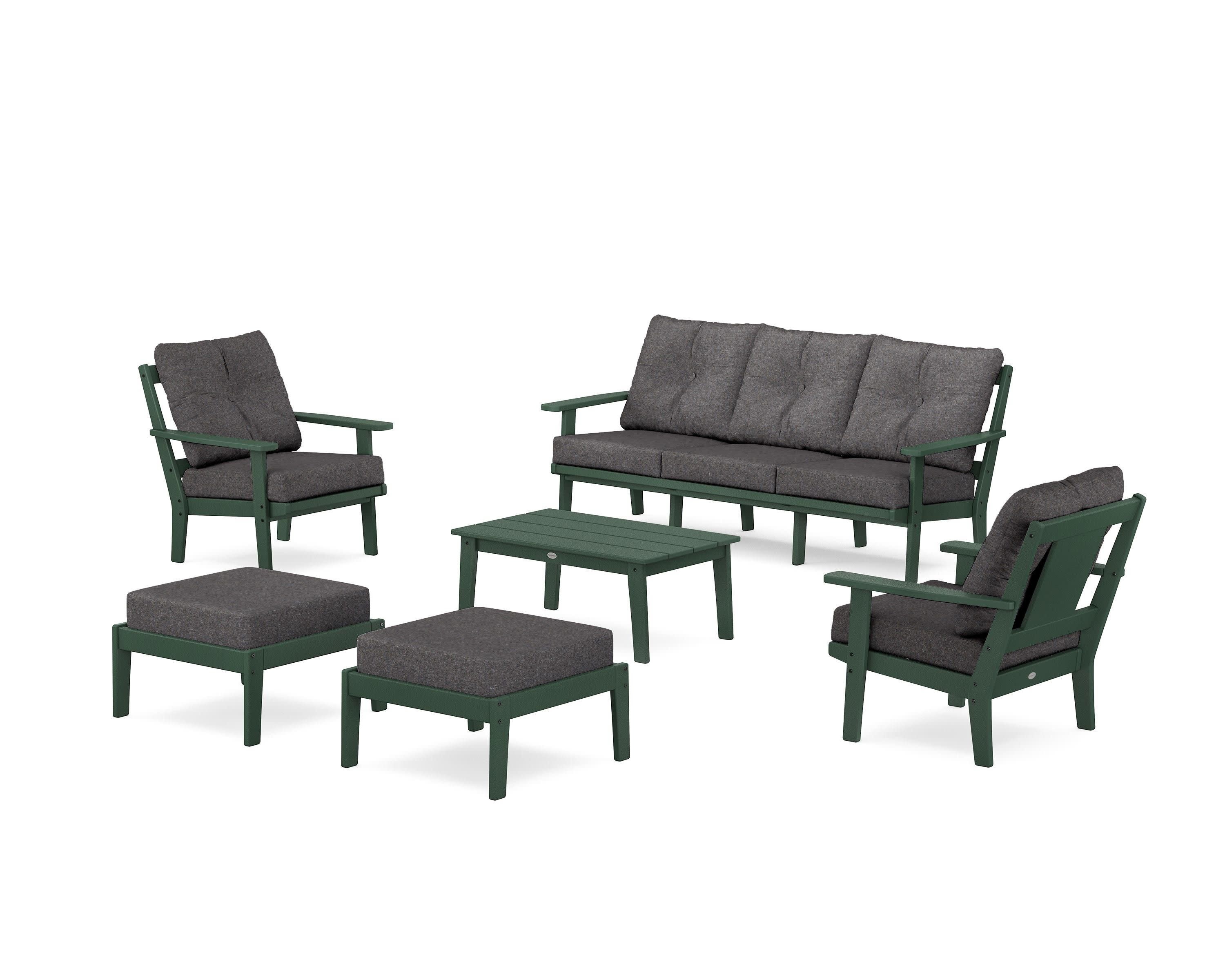 Prairie 6-Piece Lounge Sofa Set in Green / Ash Charcoal