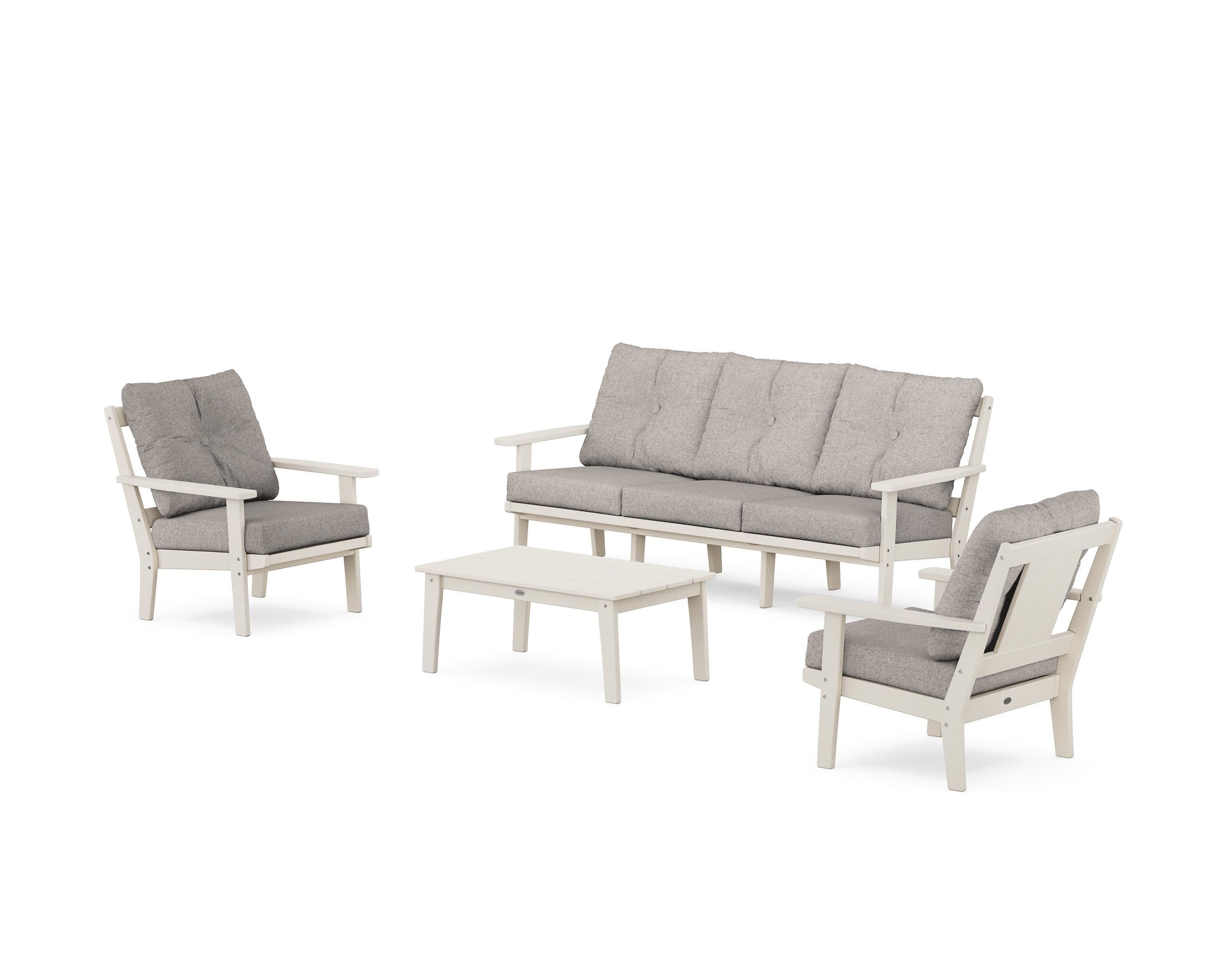 Prairie 4-Piece Deep Seating Set with Sofa in Sand / Weathered Tweed