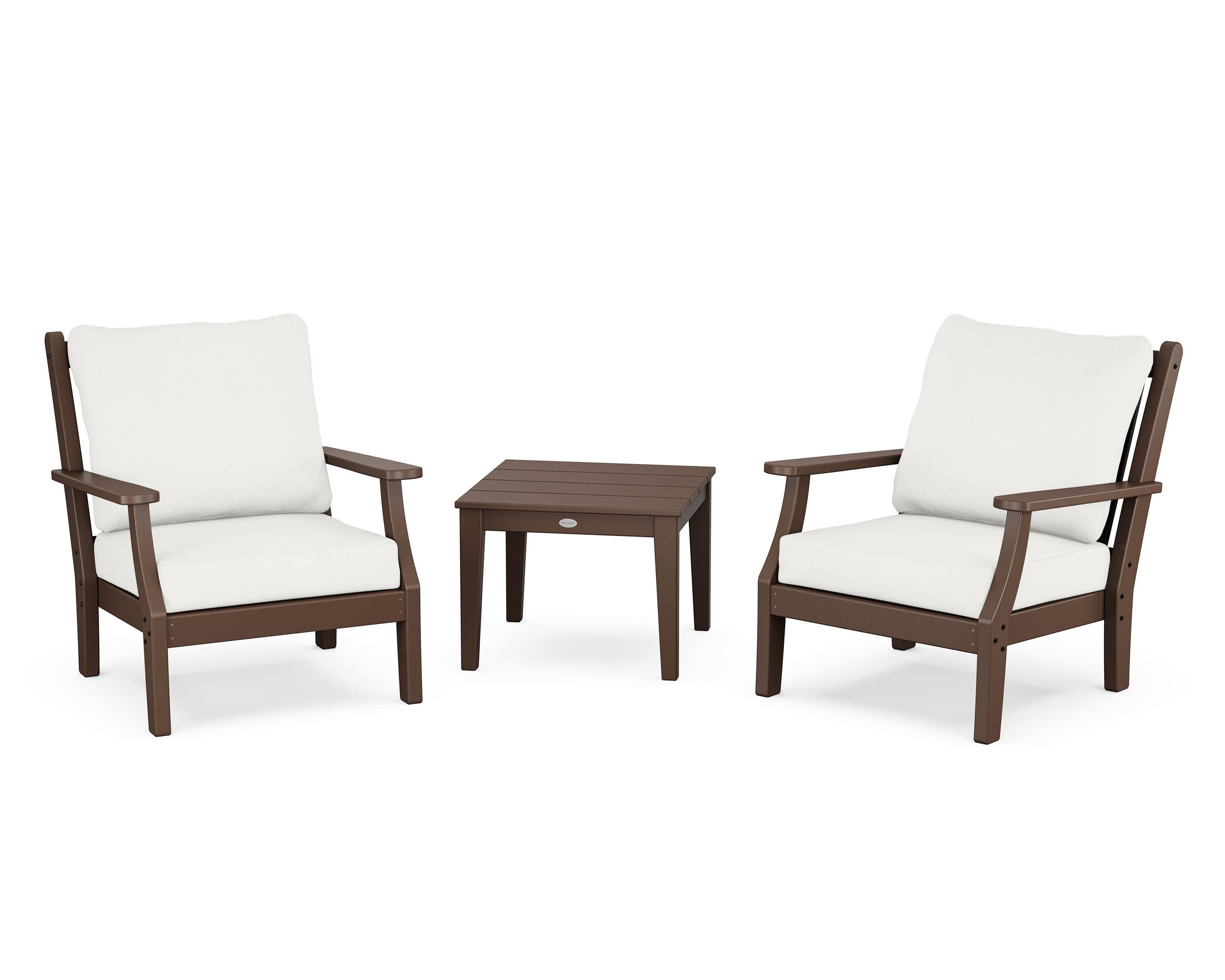 Wovendale 3-Piece Deep Seating Set in Mahogany / Natural Linen