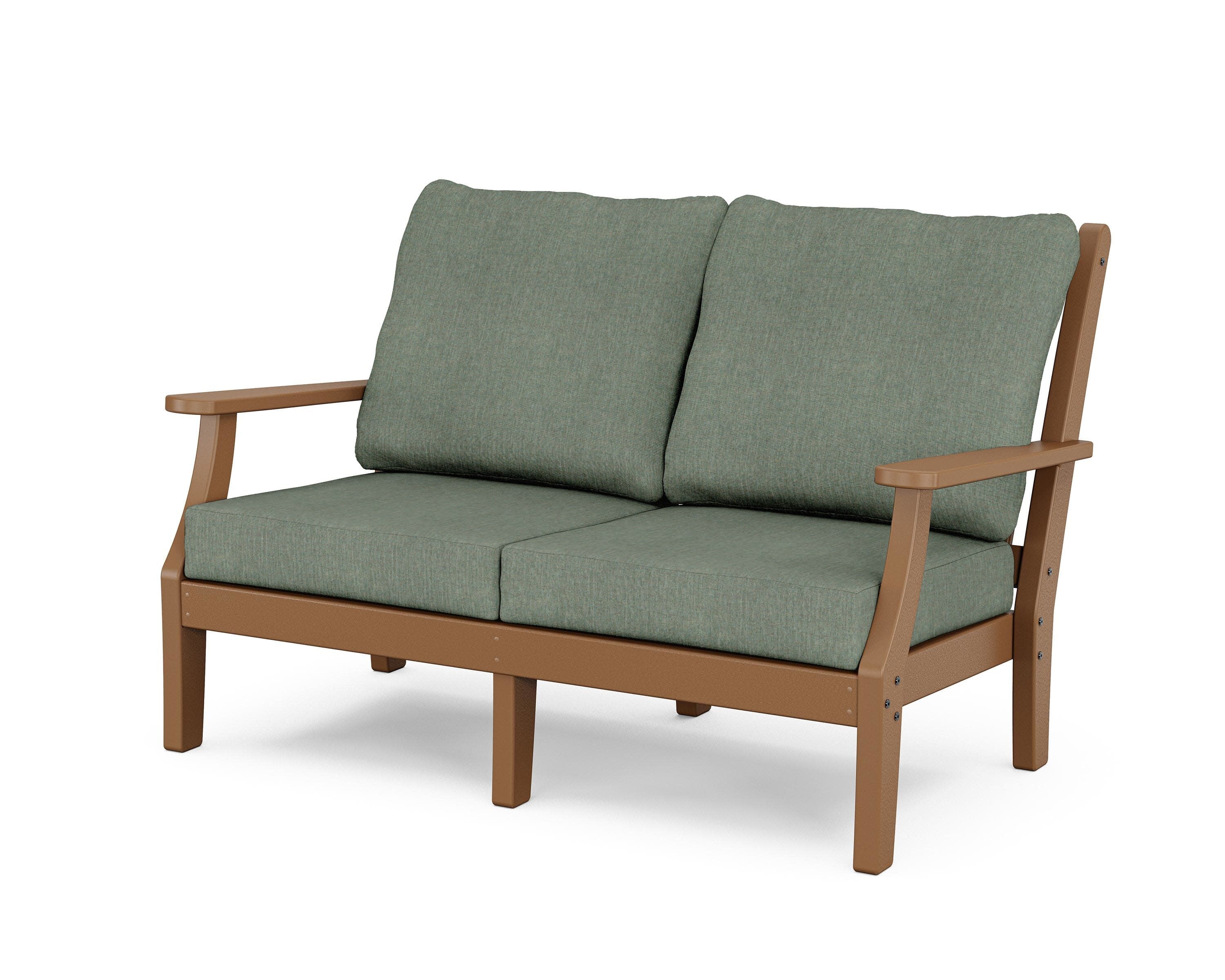 Wovendale Deep Seating Loveseat in Teak / Cast Sage