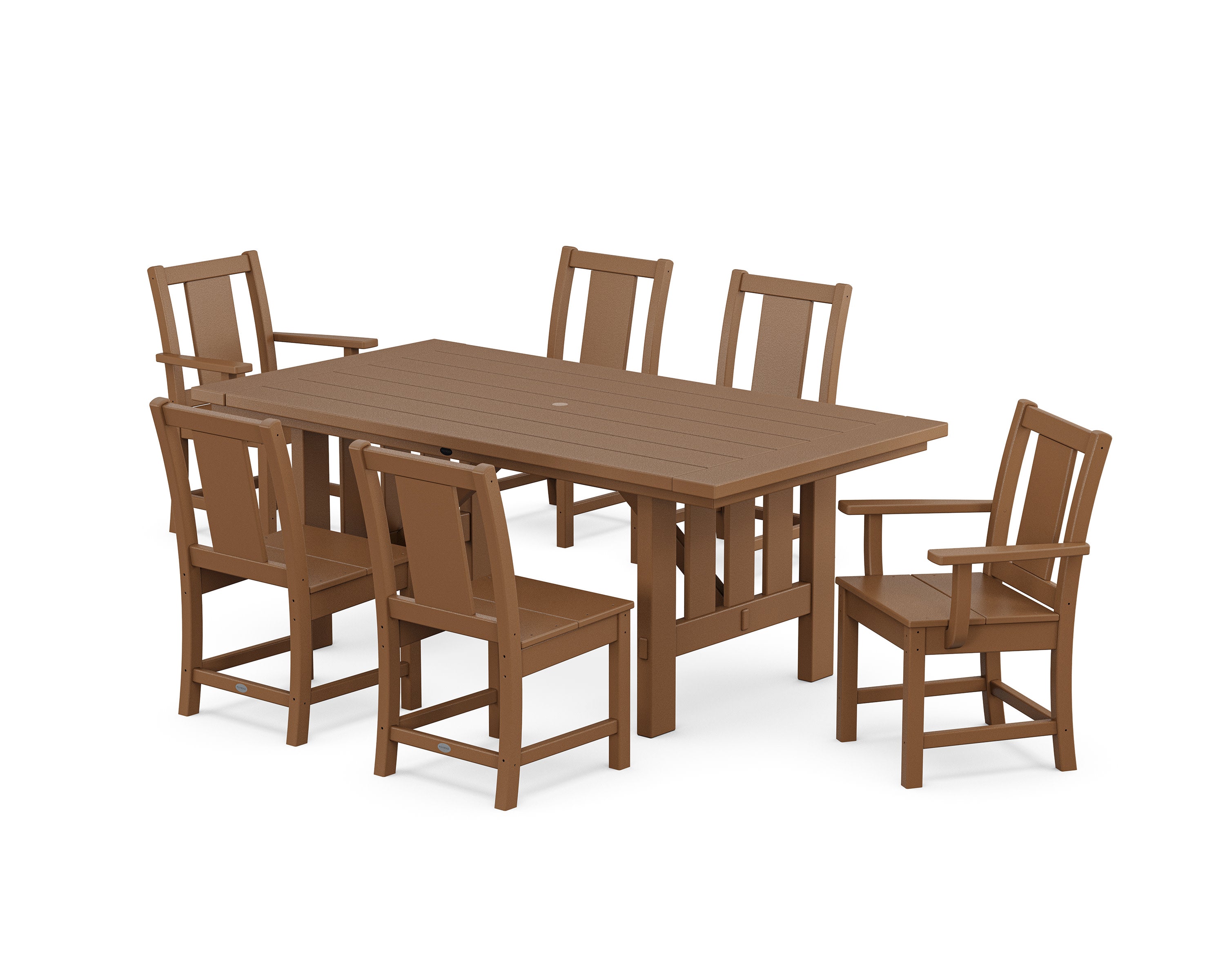 Prairie 7-Piece Dining Set with Mission Table in Teak