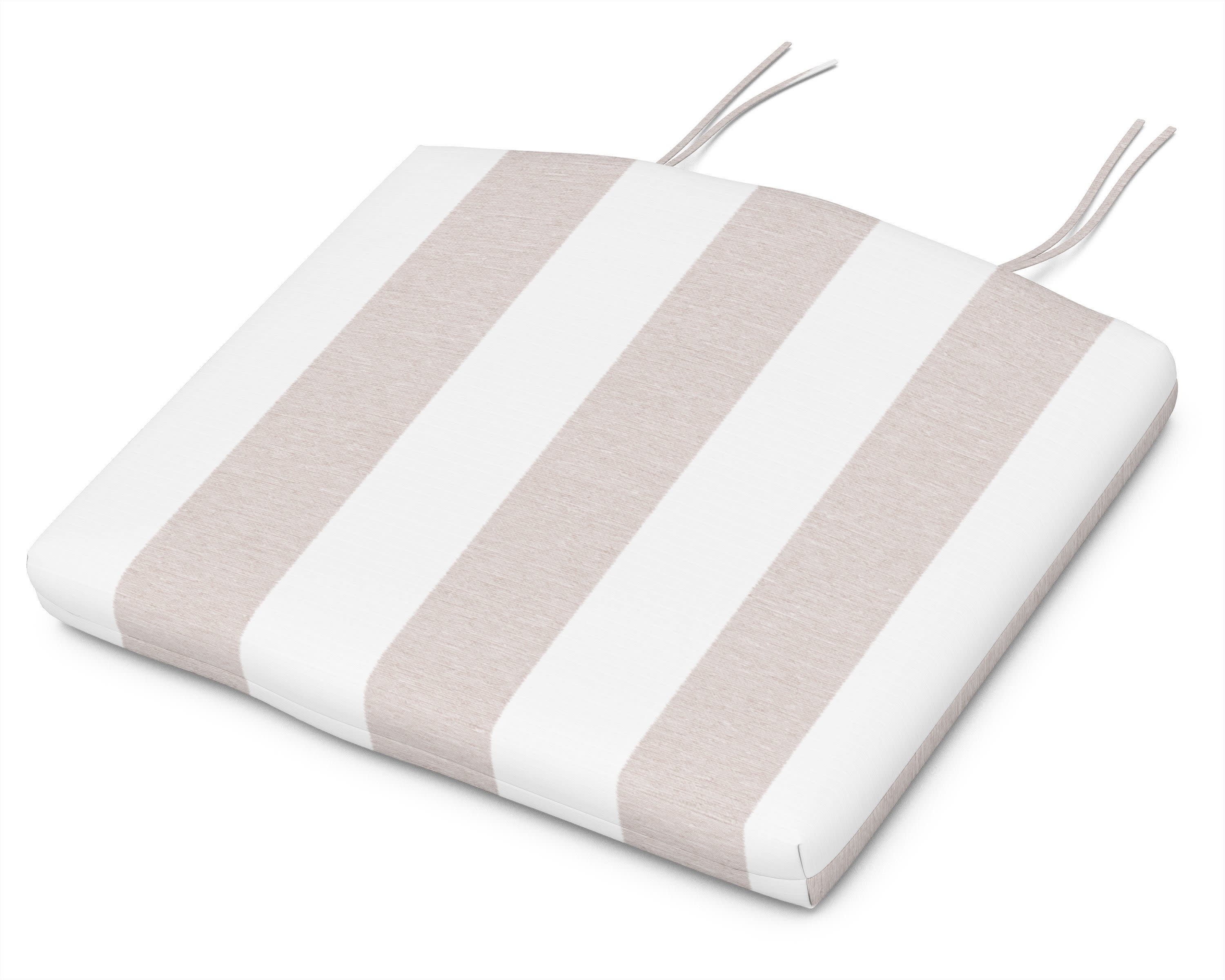 Standard Seat Cushion 18"D x 22"W x 2.5"H in Cabana Stripe Dune Burlap