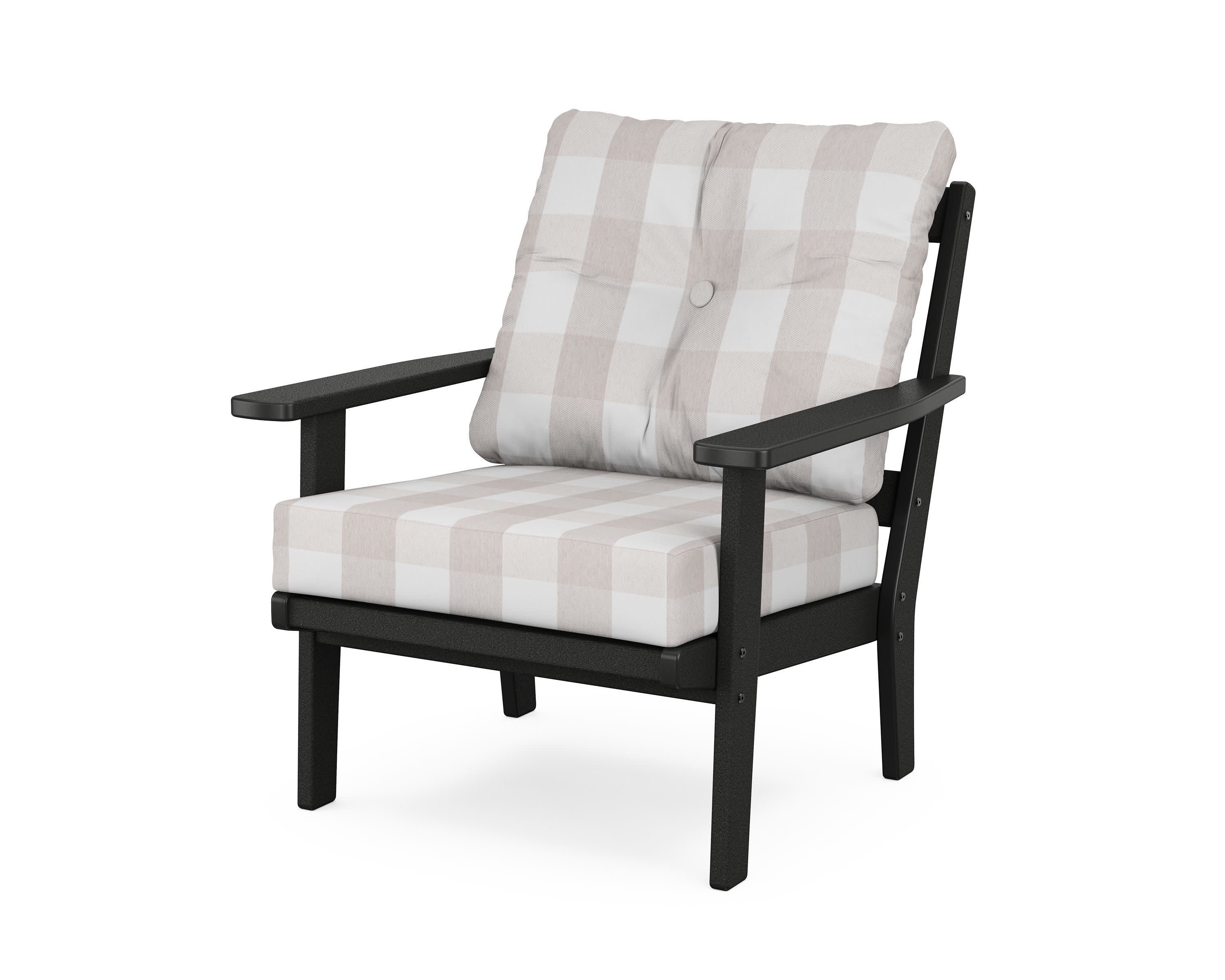 Prairie Deep Seating Chair in Black / Buffalo Plaid Dune Burlap