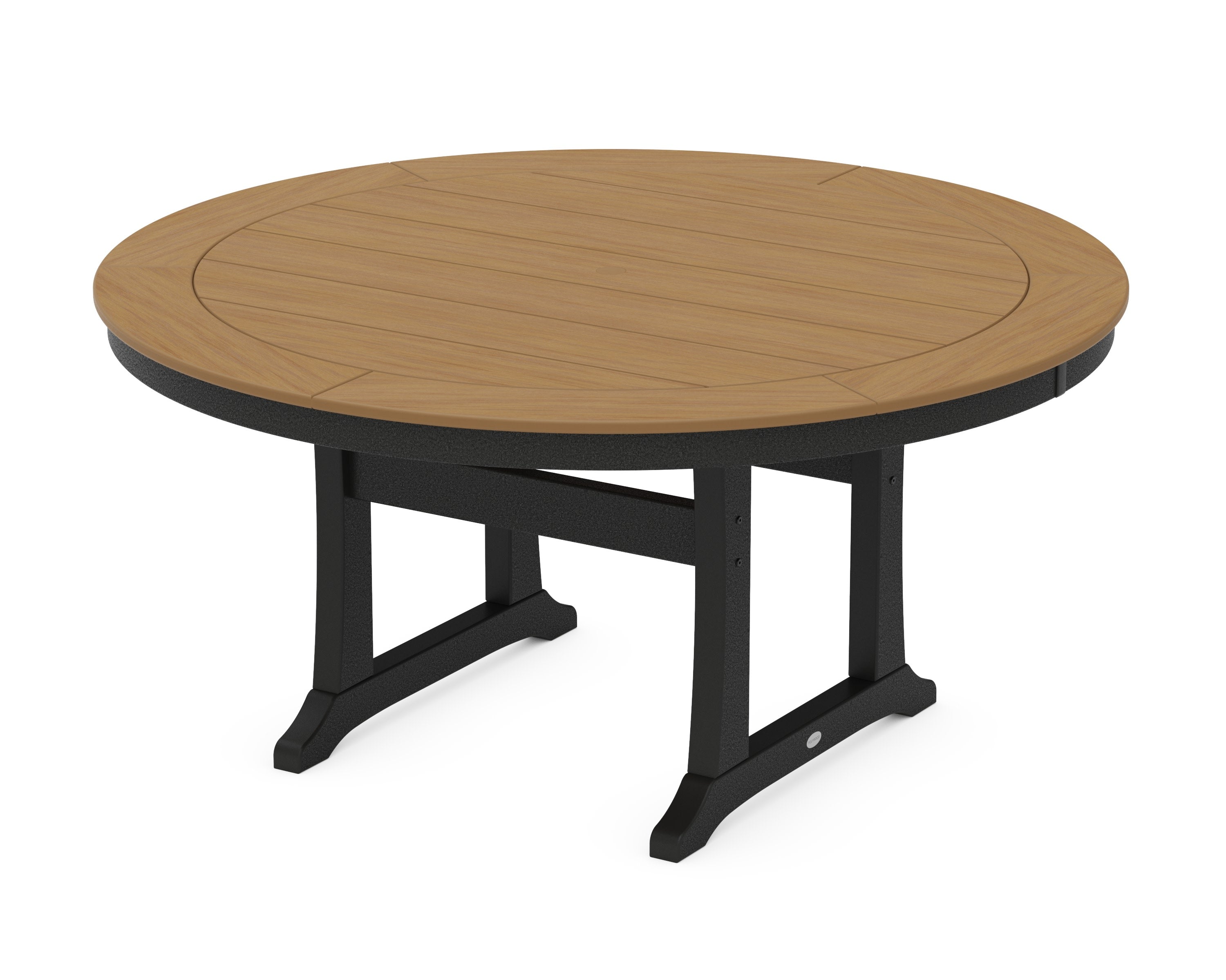 Nautical Trestle 60" Round Dining Table in Black / Natural