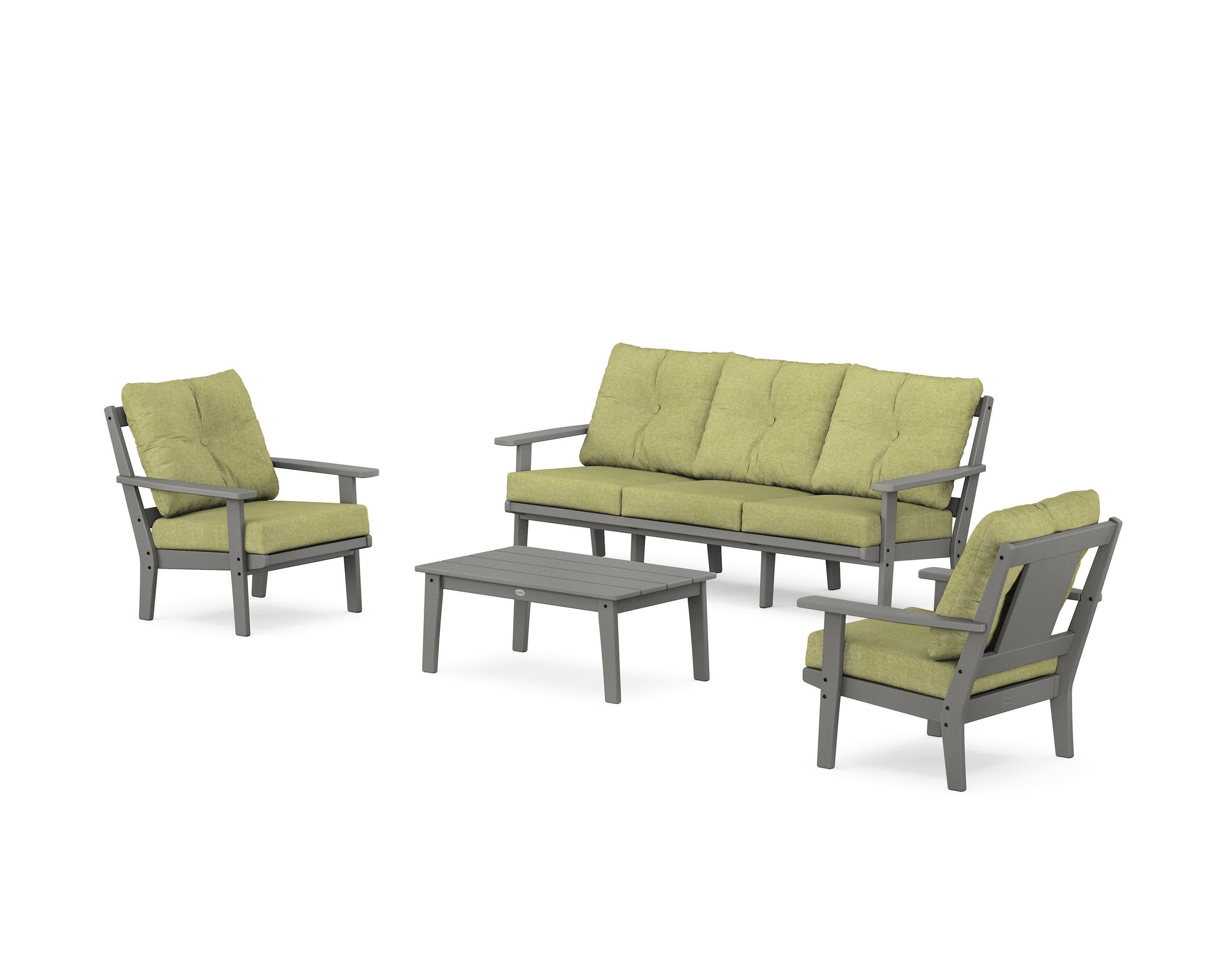 Prairie 4-Piece Deep Seating Set with Sofa in Slate Grey / Chartreuse Boucle