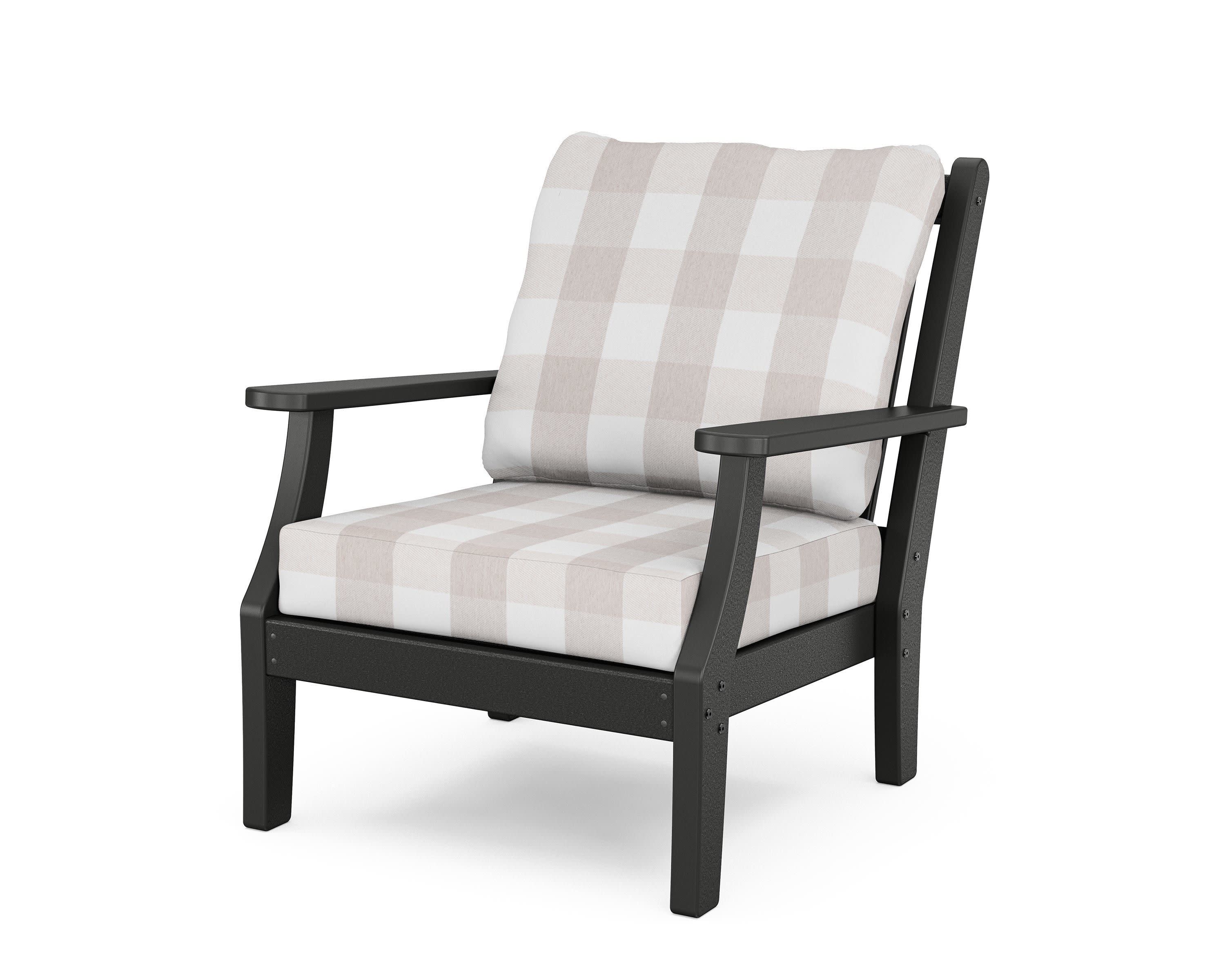 Wovendale Deep Seating Chair in Black / Buffalo Plaid Dune Burlap