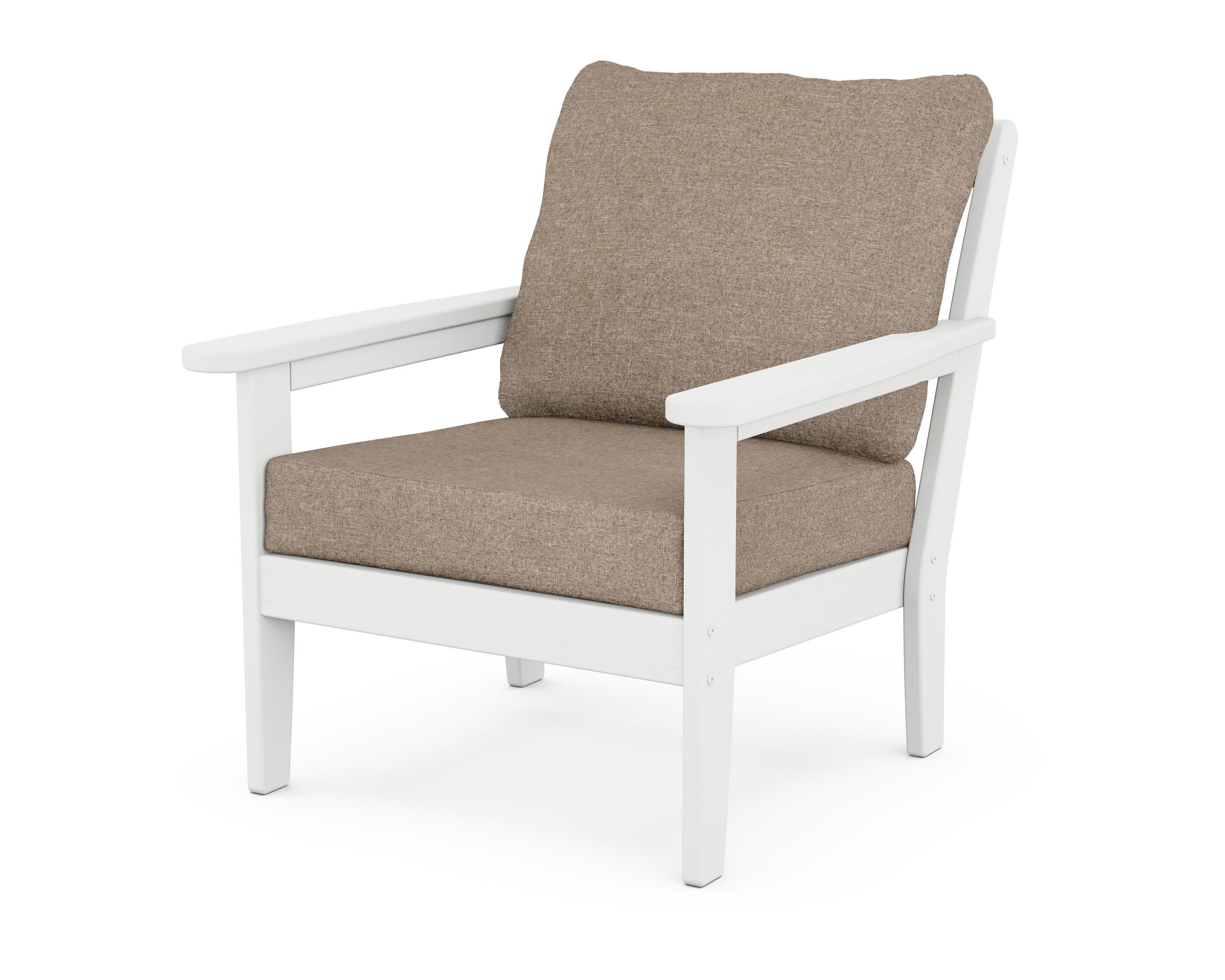 Cottage Deep Seating Chair in White / Spiced Burlap