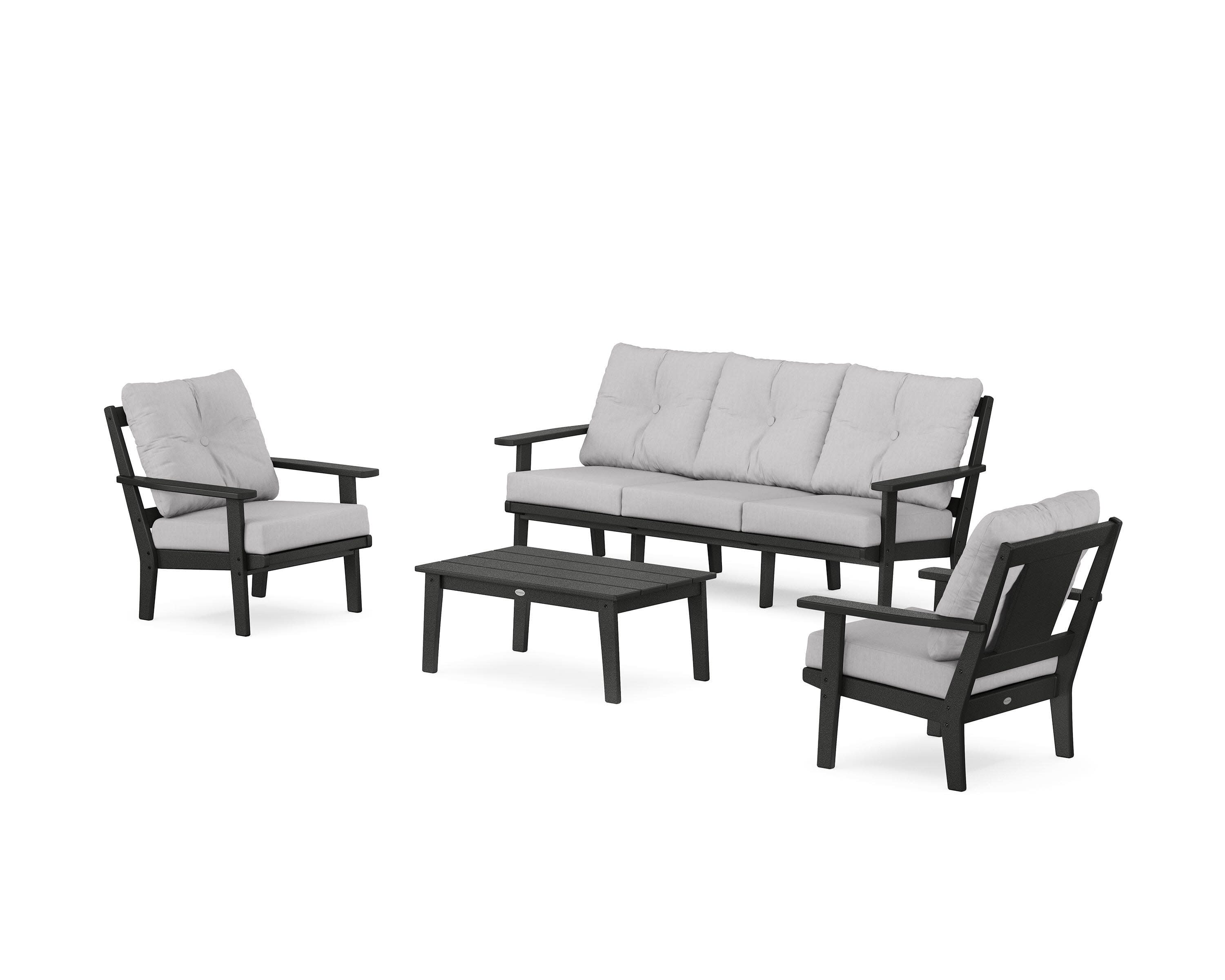 Prairie 4-Piece Deep Seating Set with Sofa in Black / Granite