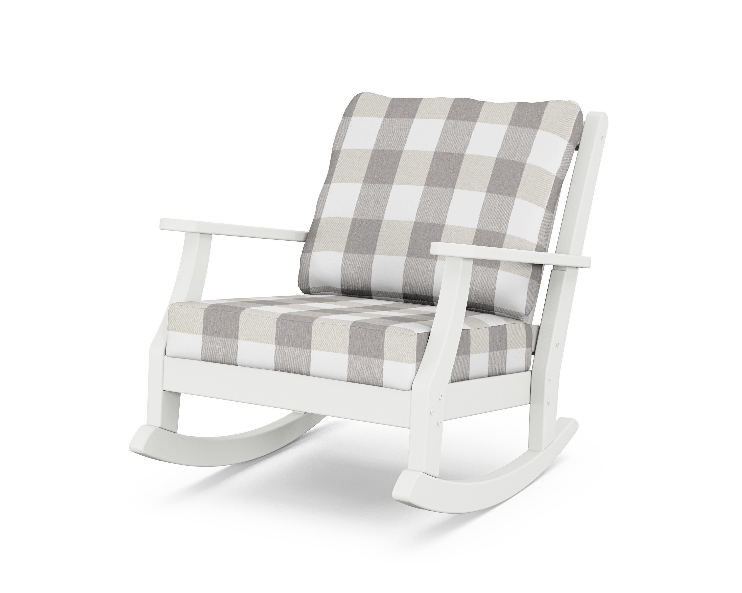 Wovendale Deep Seating Rocking Chair in White / Buffalo Plaid Grey Mist