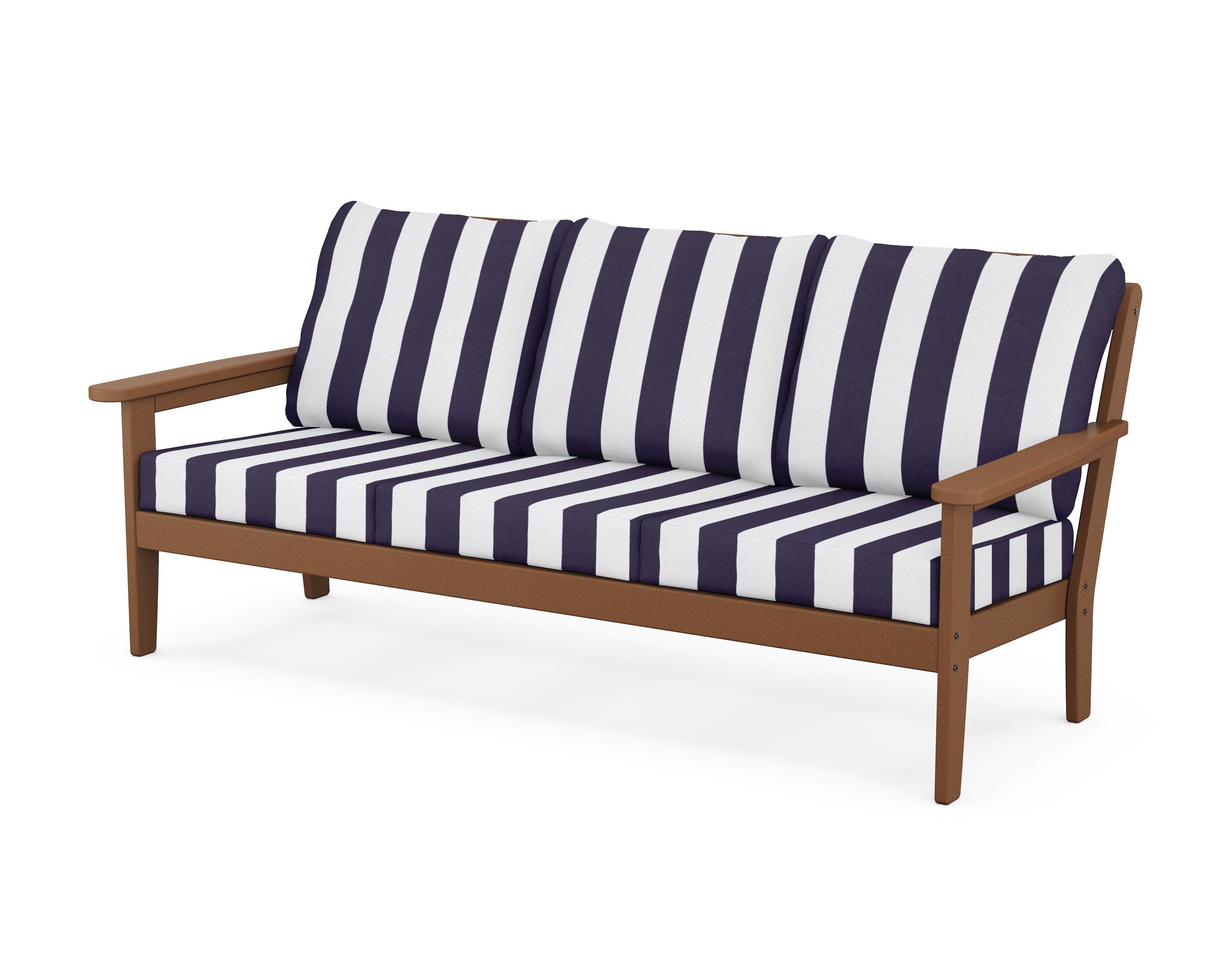 Cottage Deep Seating Sofa in Teak / Cabana Stripe Navy