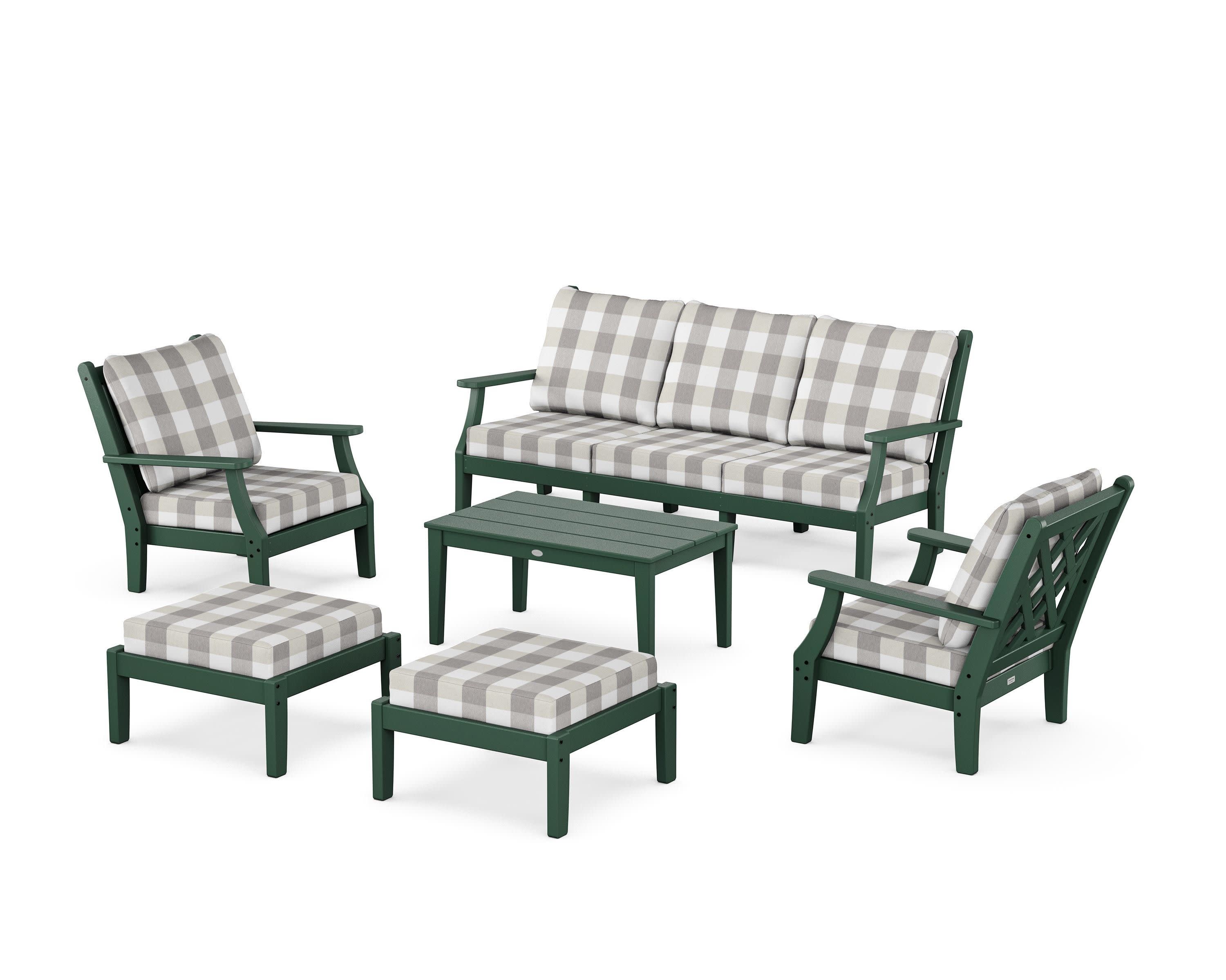 Wovendale 6-Piece Lounge Sofa Set in Green / Buffalo Plaid Grey Mist
