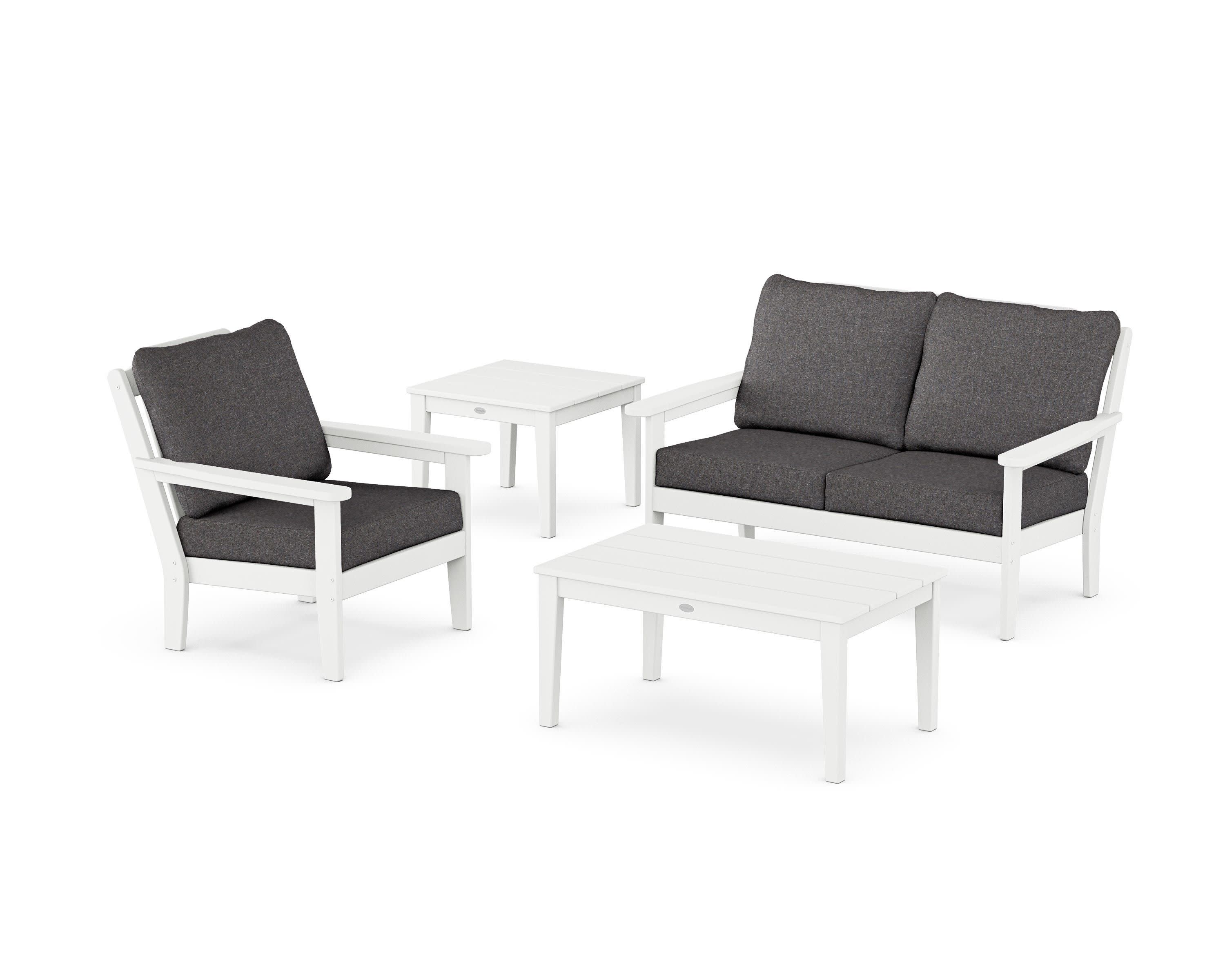 Wovendale 4-Piece Deep Seating Set in White / Ash Charcoal