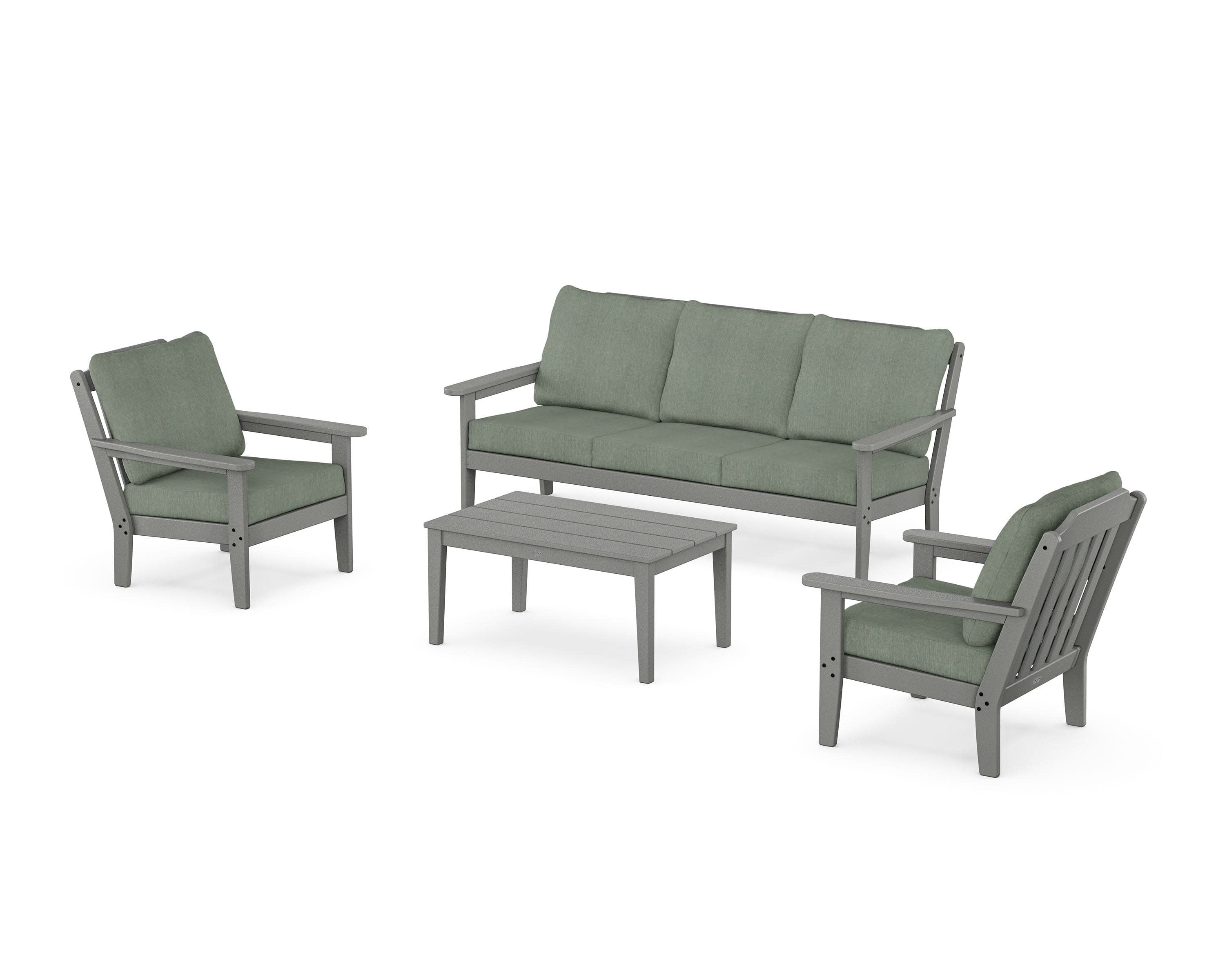Cottage 4-Piece Deep Seating Set with Sofa in Slate Grey / Cast Sage